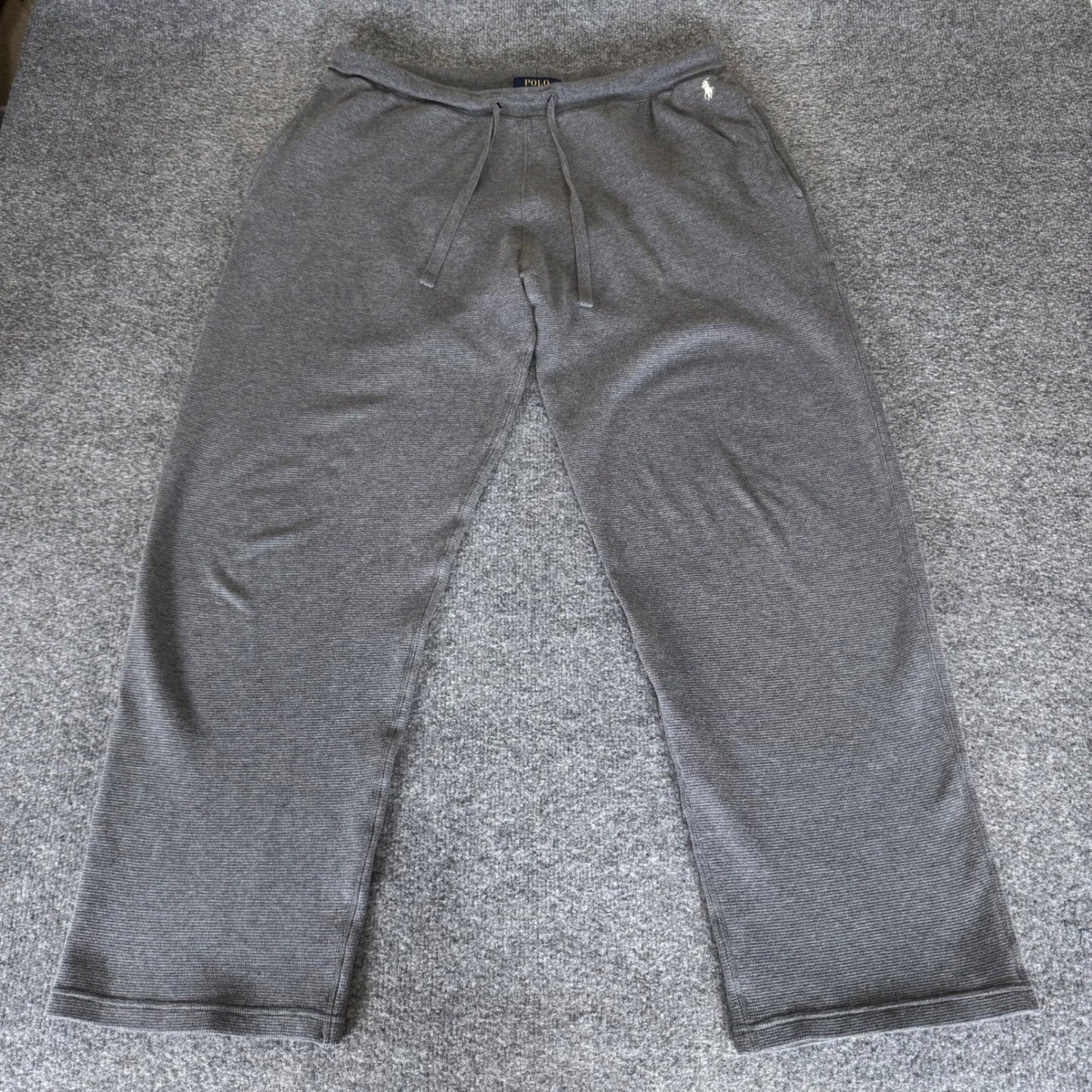 Polo Ralph Lauren Lounge Pants Mens Large Gray Waffle Thermal Sleepwear Comfort