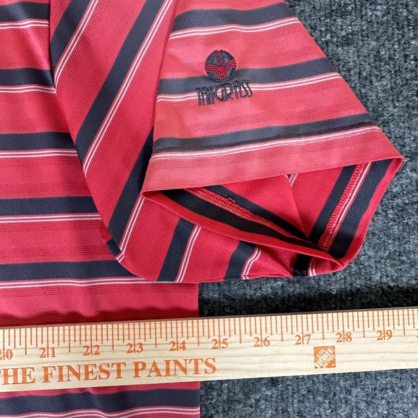 Adidas Shirt Men XL Red Grey Polo Striped Climalite Short Sleeve Polyester Adult