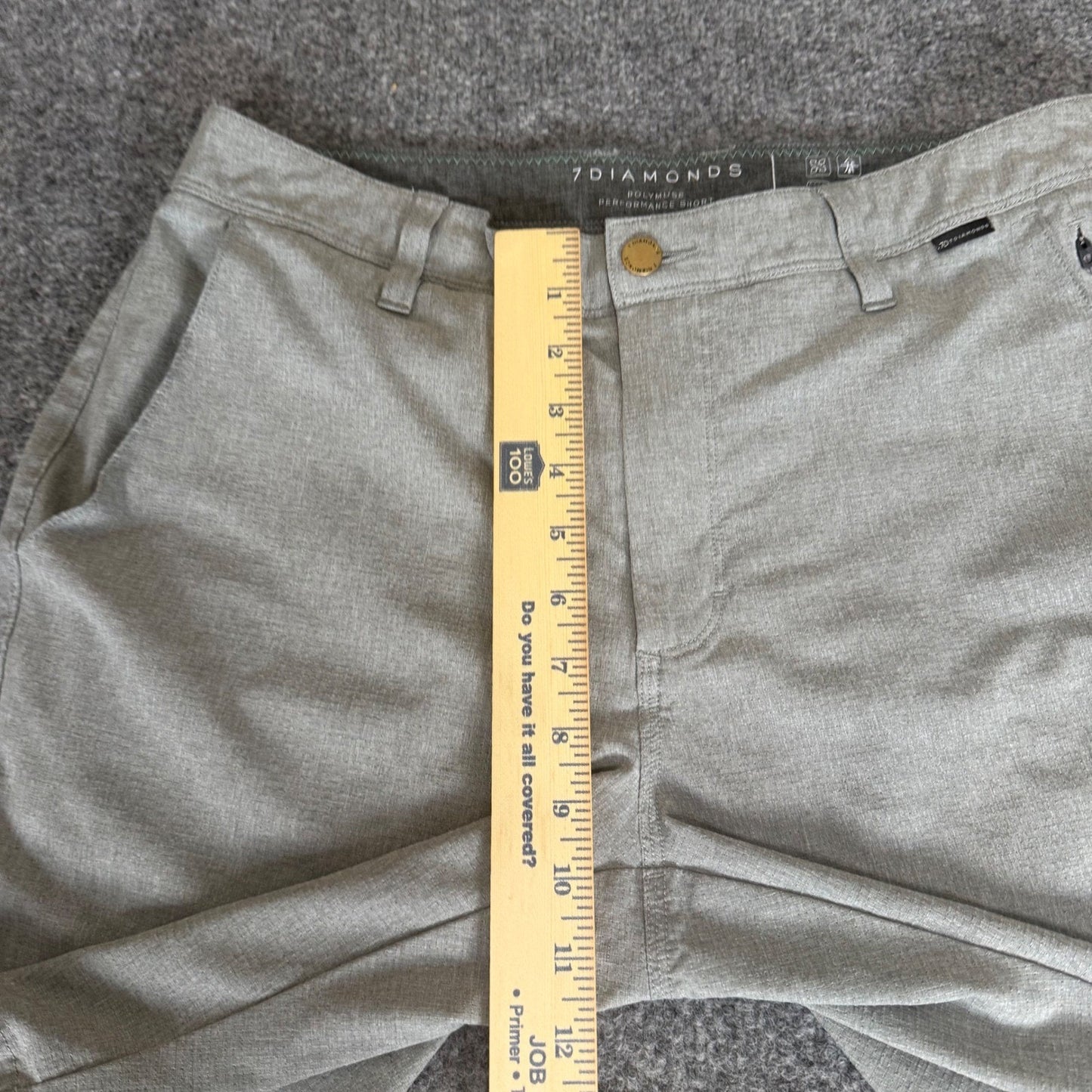 7 Diamonds Polymuse Performance Chino Shorts Mens 32 Grey Golf Activewear Casual
