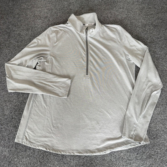 Under Armour HeatGear Run Mens XXL Gray Striped 1/4 Zip Pullover Thumbholes