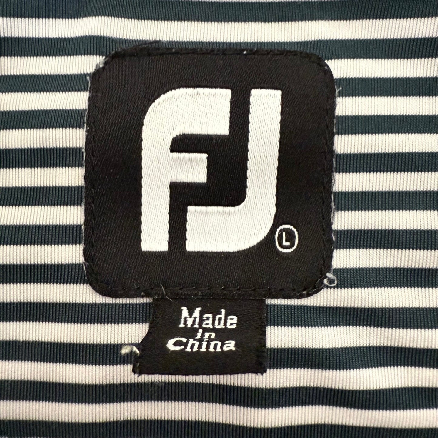 FootJoy Golf Polo Shirt Mens Large Striped Green Performance Short Sleeve Active