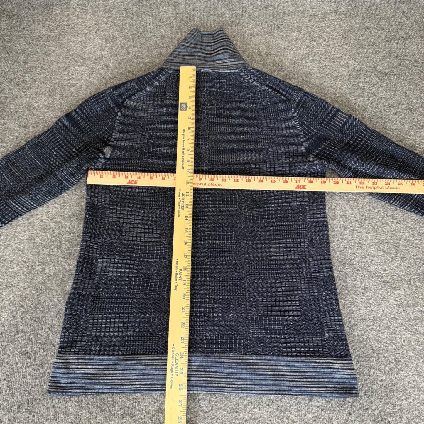 Armani Exchange Mens Navy Blue Textured Shawl Collar Pullover Sweater Large