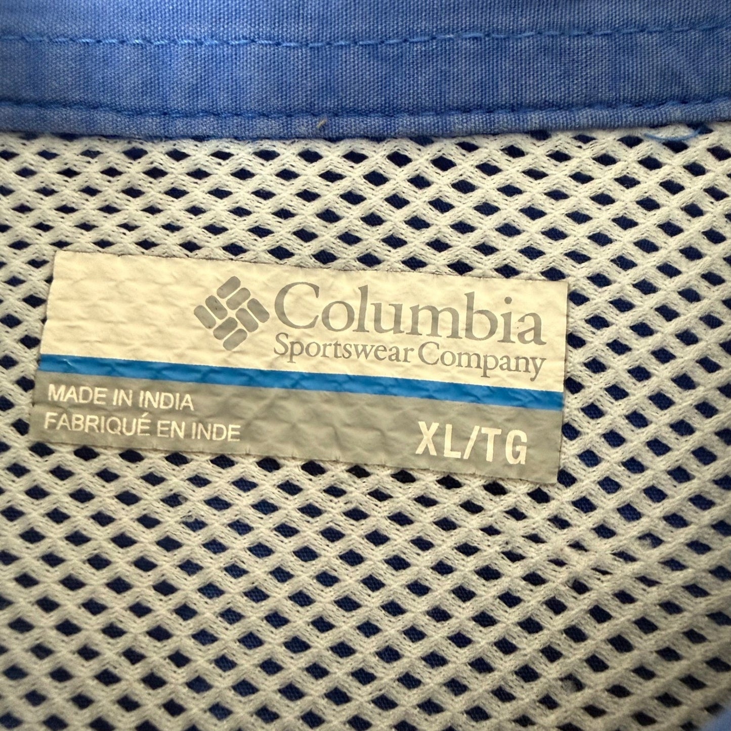 Columbia PFG Fishing Shirt Mens XL Blue Short Sleeve Outdoor Vented Performance