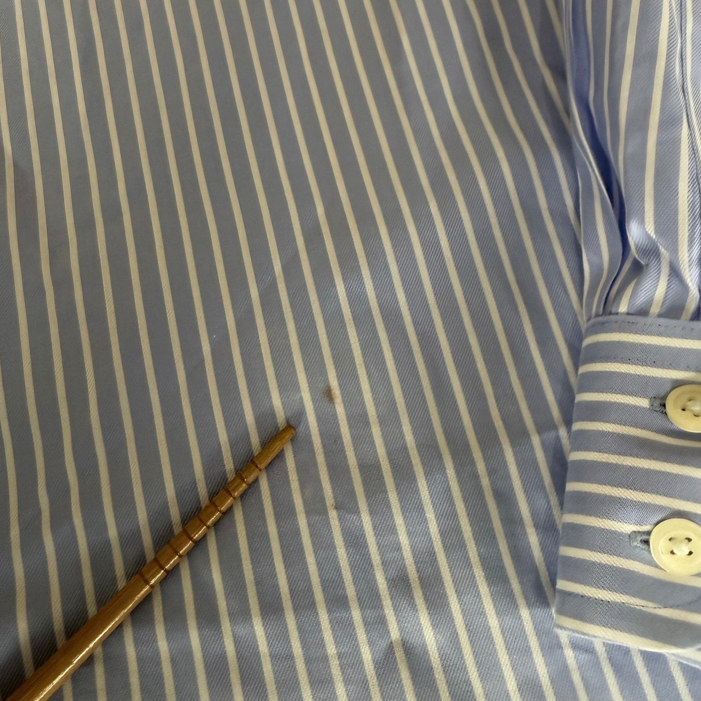 Charles Tyrwhitt Mens 15.5 33 Non Iron Slim Fit Striped Dress Shirt Blue White
