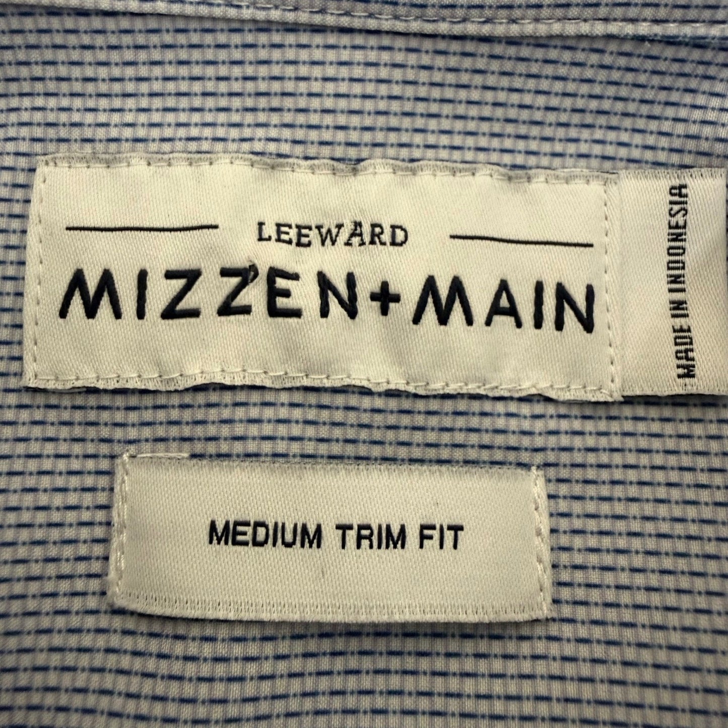 Mizzen+Main Mens Medium Trim Fit Short Sleeve Button Down Shirt Blue Performance