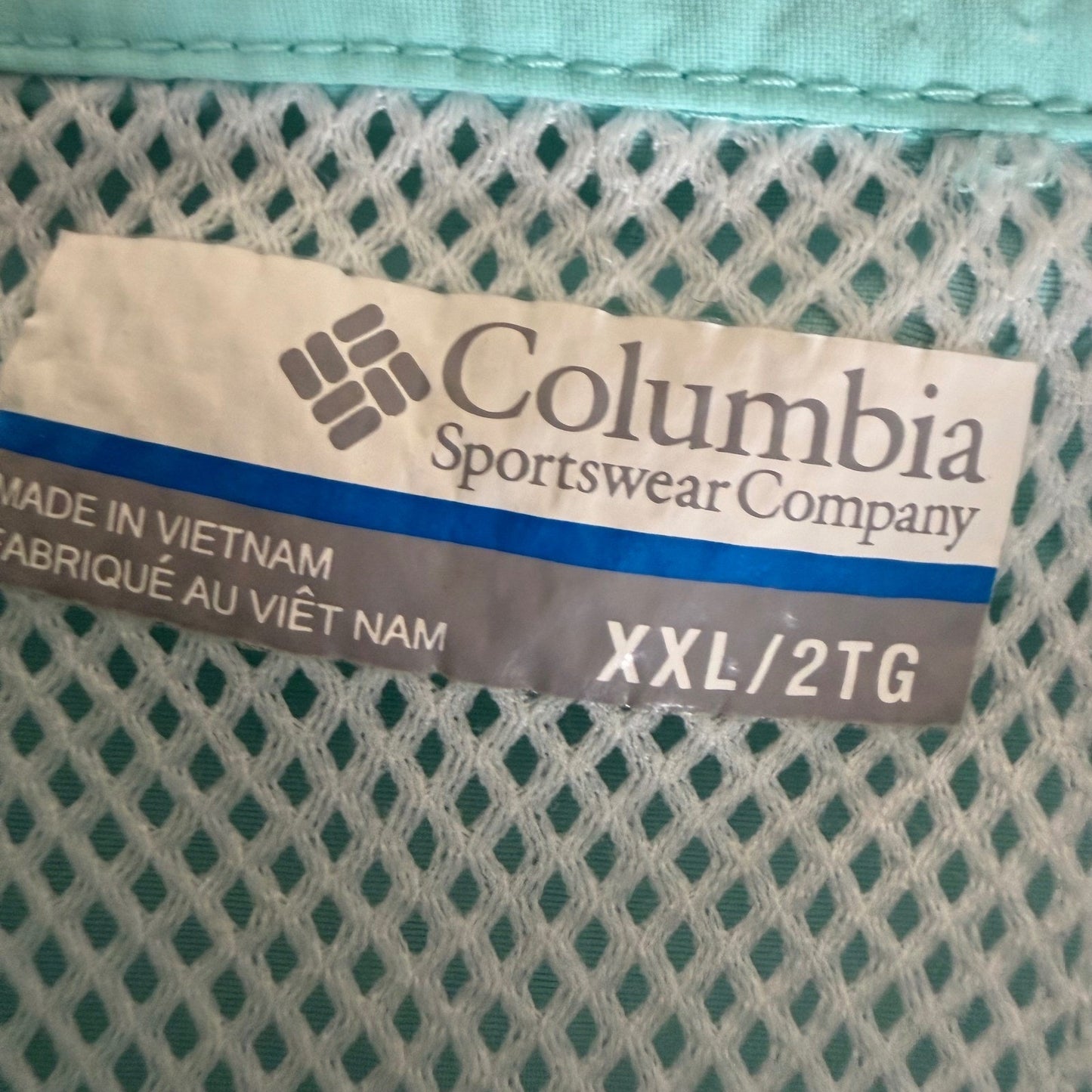 Columbia PFG Mens XXL Mint Green Long Sleeve Fishing Shirt Omni-Shade Vented