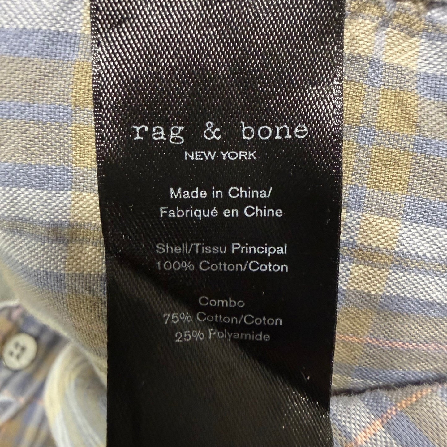 Rag & Bone Fit 2 Mens Large Blue Plaid Short Sleeve Button Down Shirt Casual