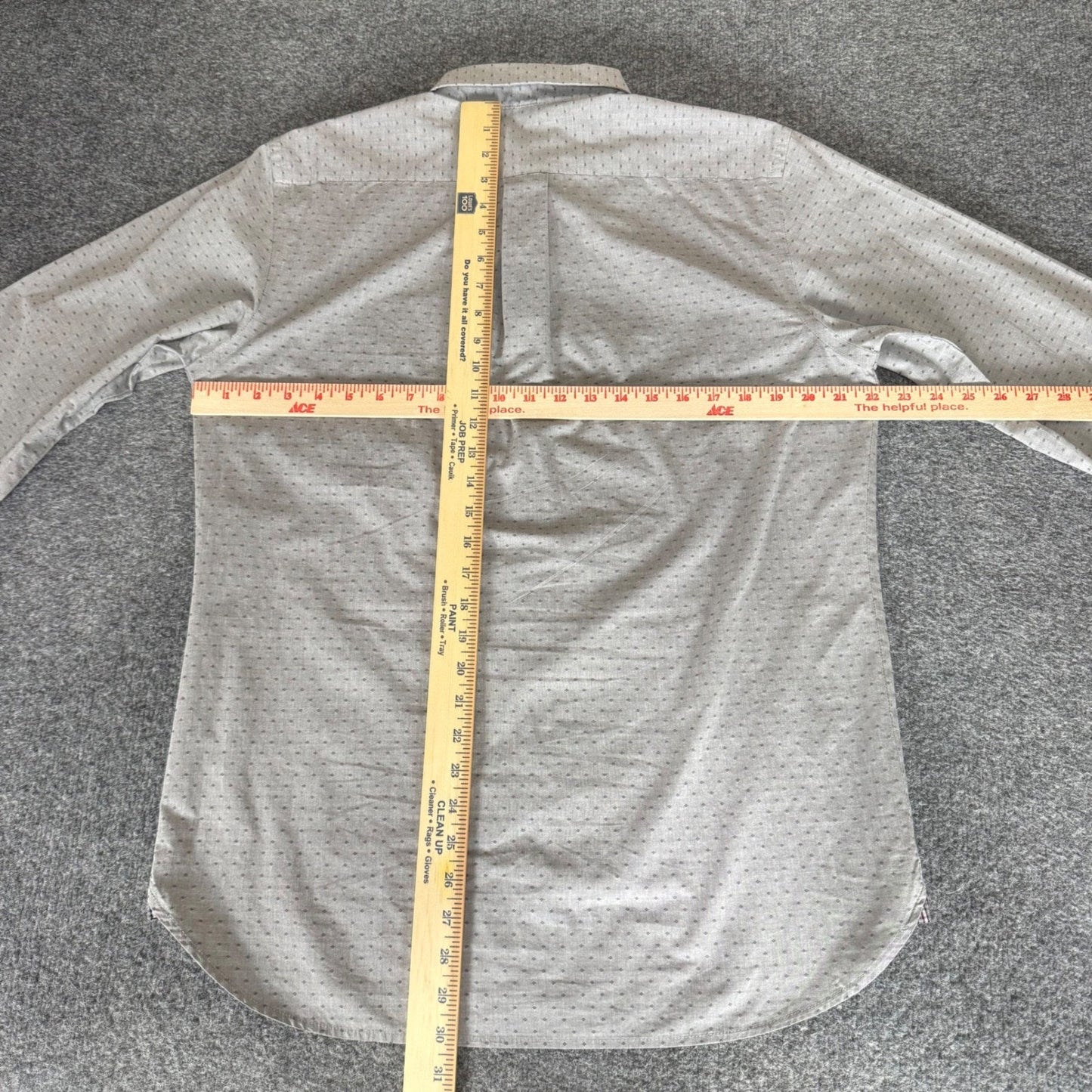 Van Heusen Mens Classic Fit Grey Pattern Button Down Shirt Medium 15-15.5 Casual