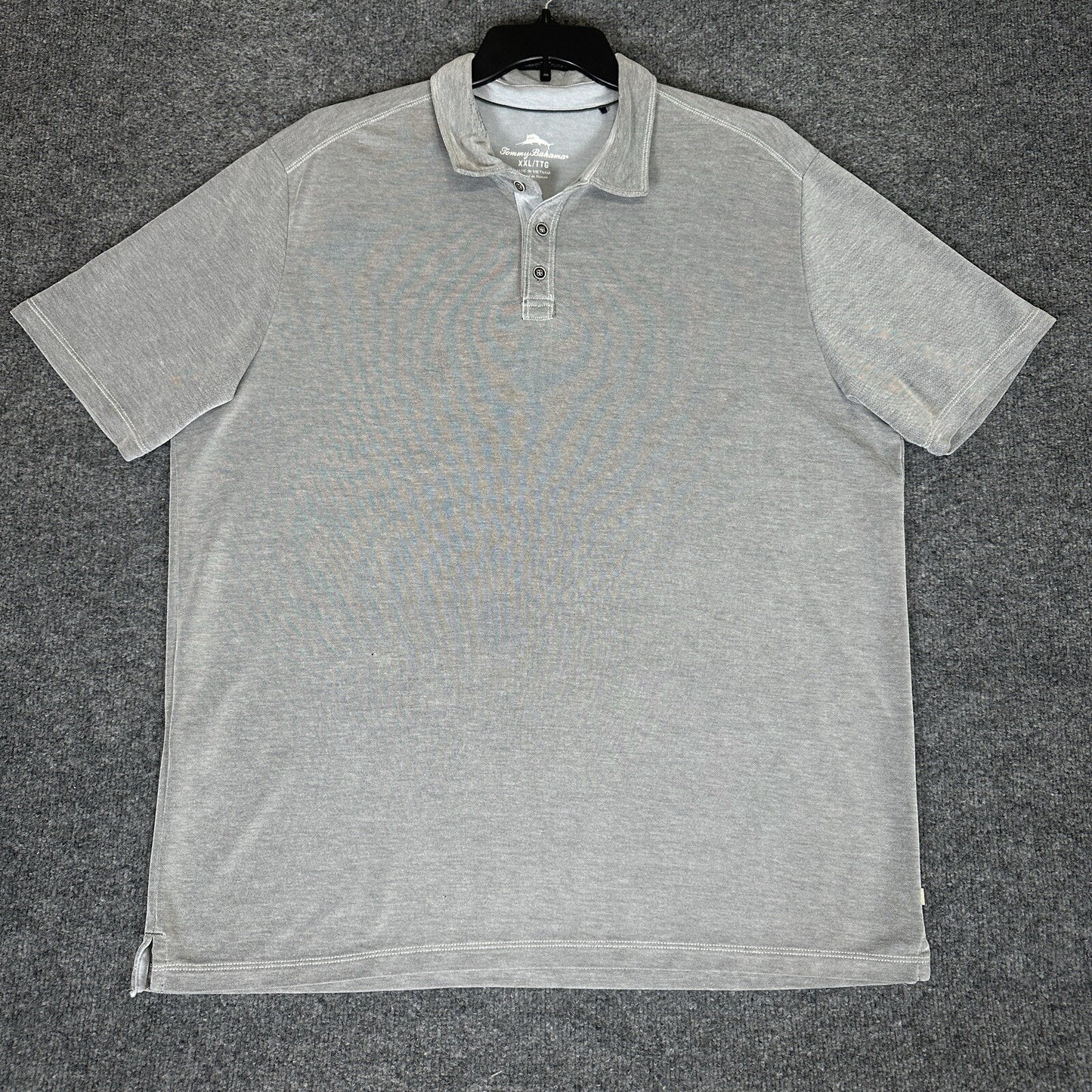 Tommy Bahama Polo Shirt Mens 2XL Grey Short Sleeve Casual XXL Dadcore Adult