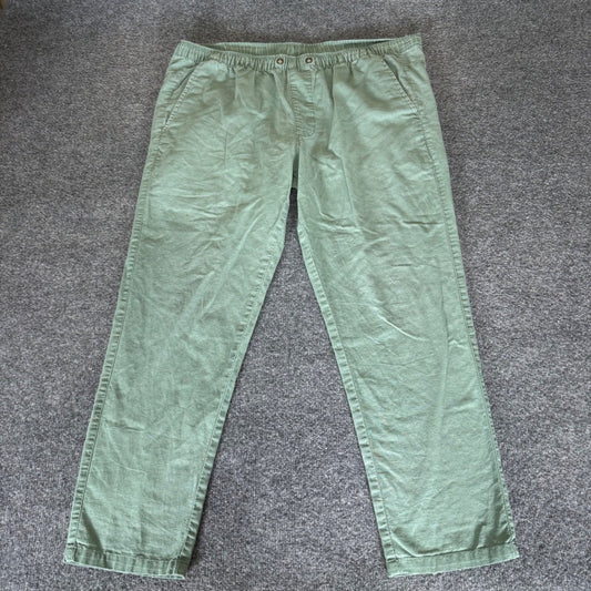 Rhythm Mens 36x26 Pants Green Linen Blend Casual Relaxed Resort Beach Vacation