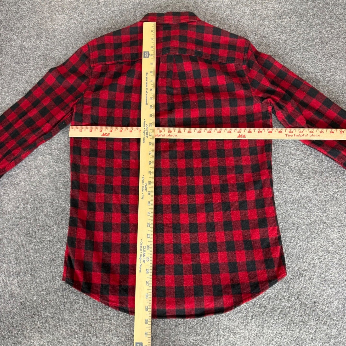 LL Bean Mens Scotch Plaid Flannel Shirt Red Black Cotton Button Up Small Outdoor