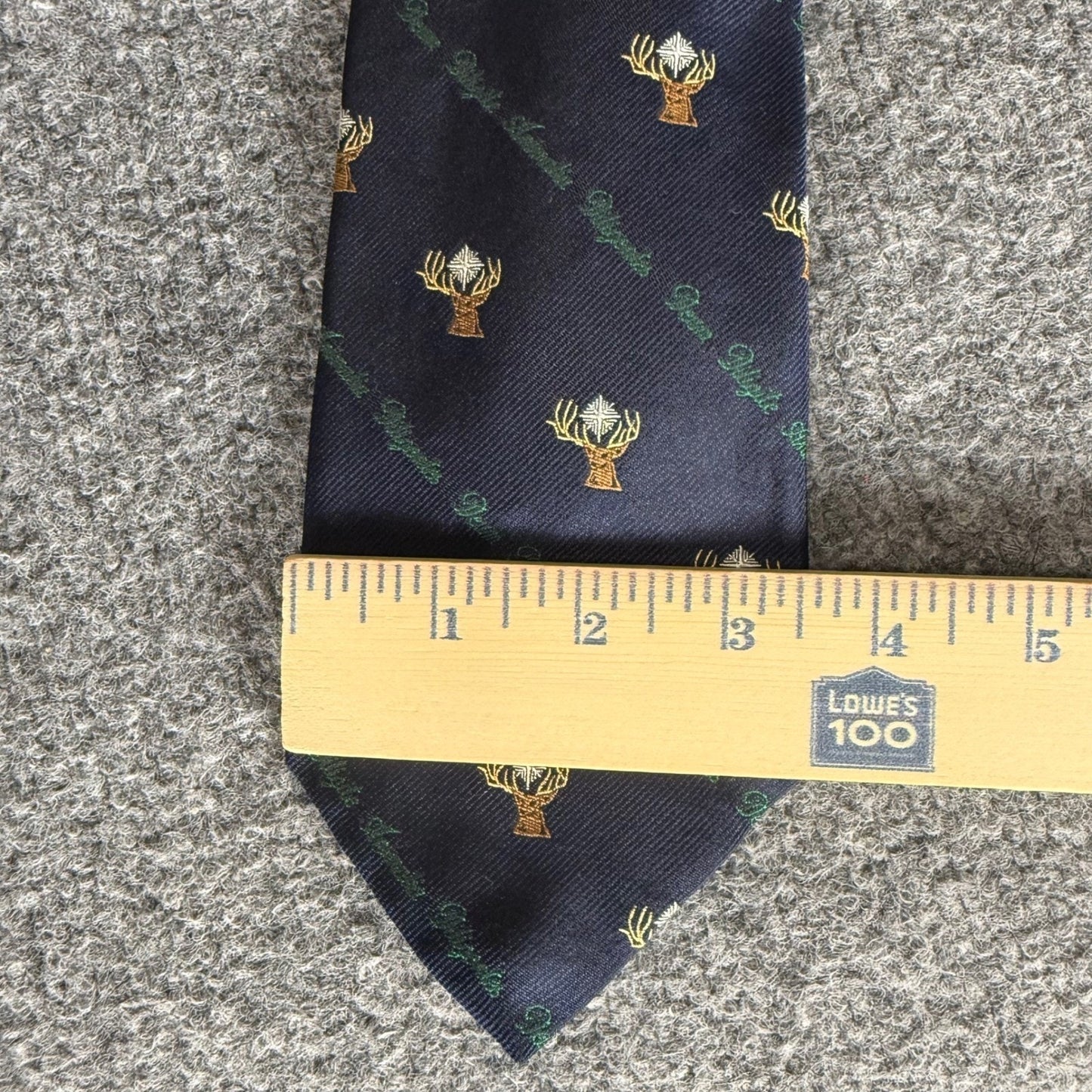 Robert Talbott Mens Silk Tie Navy Blue Stag Deer Hand Sewn USA Necktie Classic