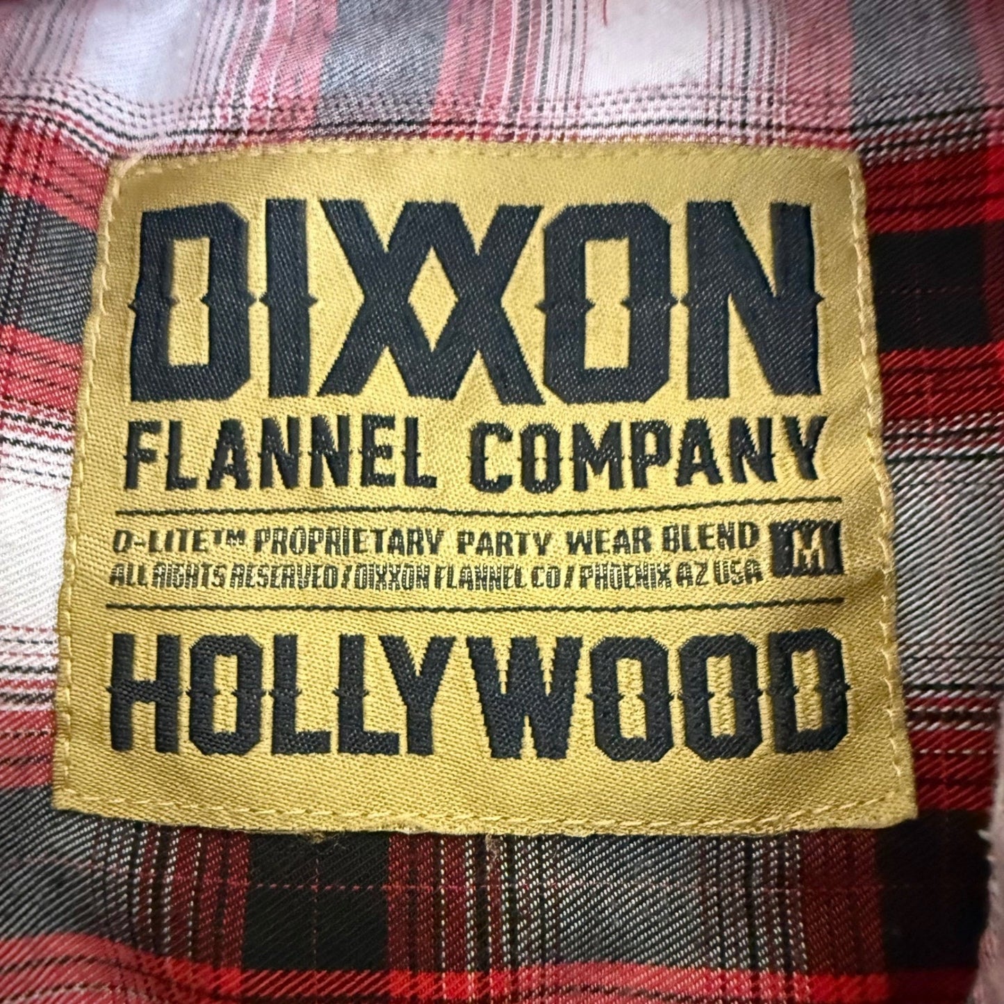 Dixxon Flannel Hollywood Shirt Mens Medium Red Plaid Short Sleeve Button Up Moto