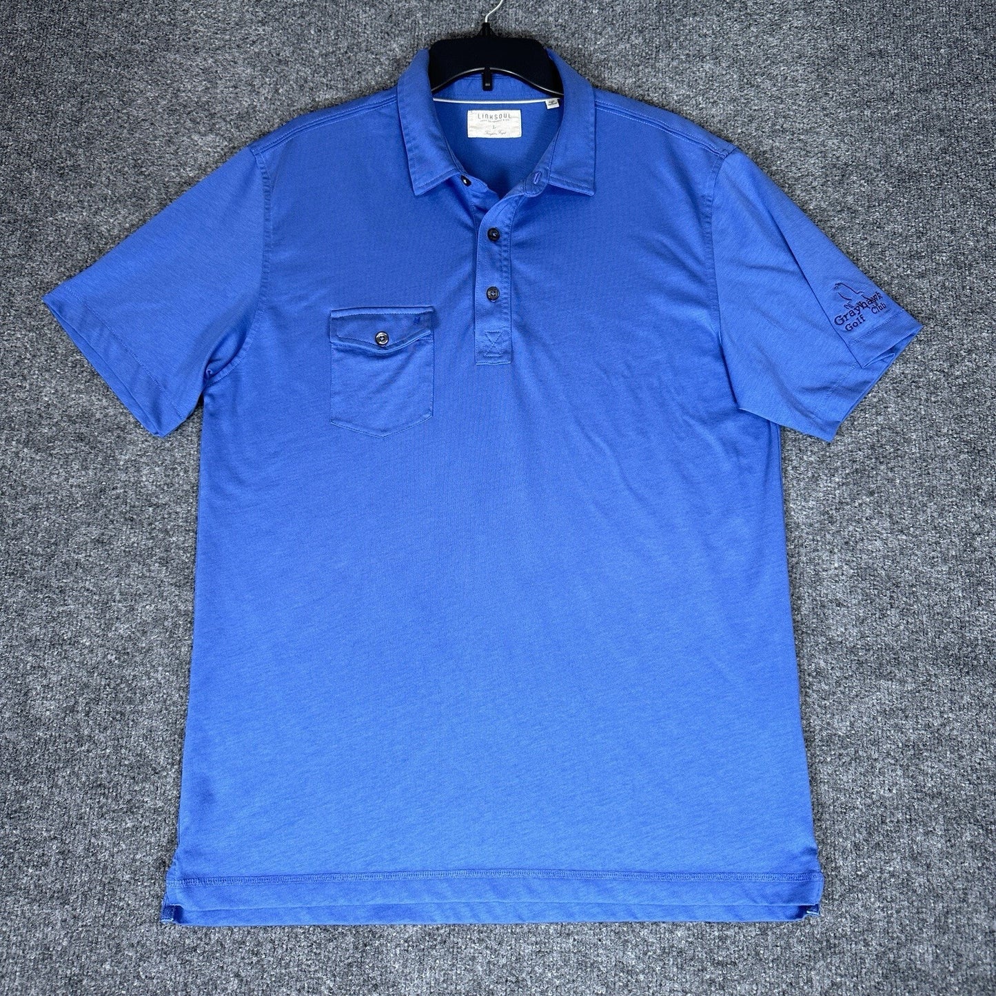 Linksoul Golf Polo Shirt Mens Large Blue Short Sleeve Luxury Soft Cotton Casual