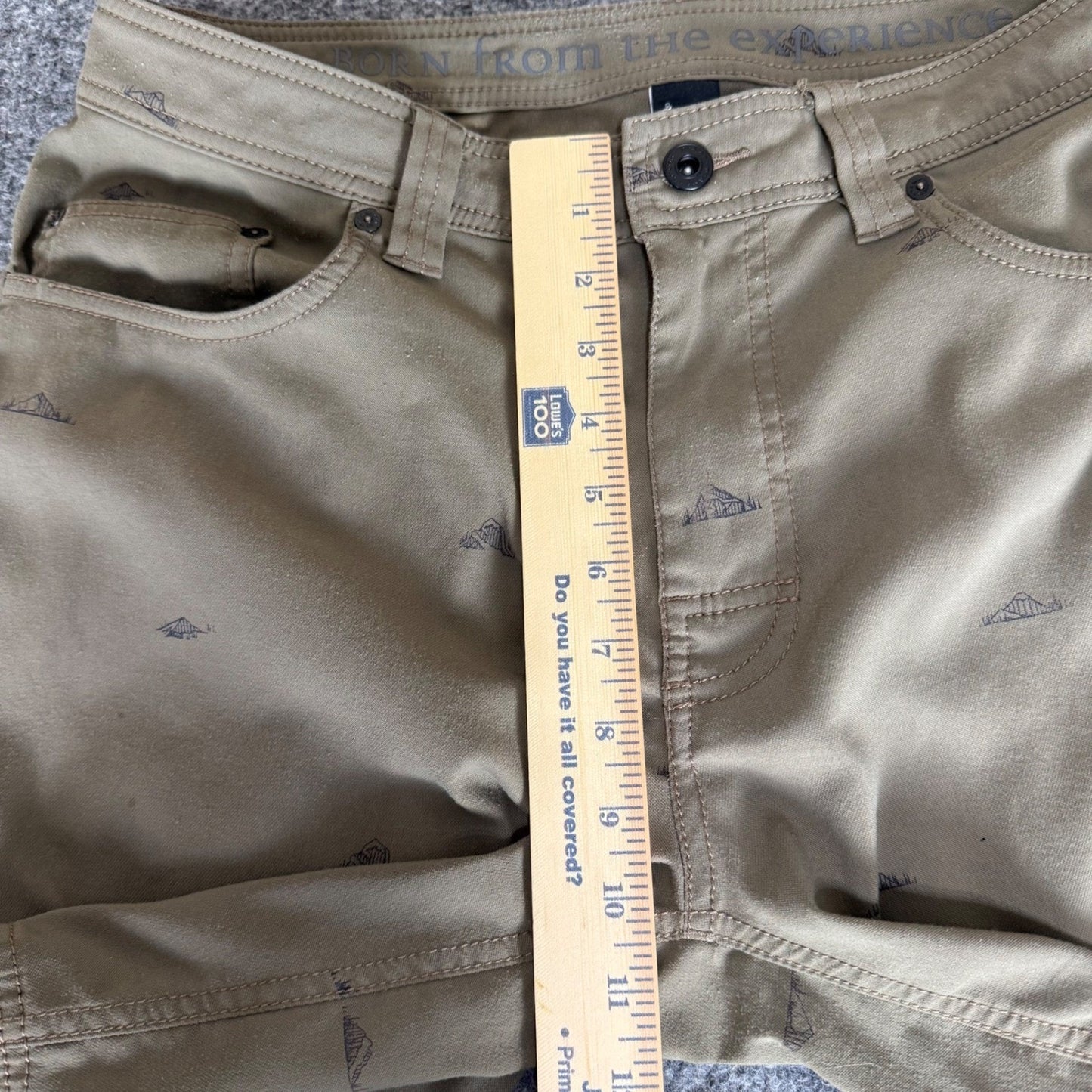 prAna Brion Shorts Mens 32 Olive Green Geometric Hiking Outdoor Casual Stretch