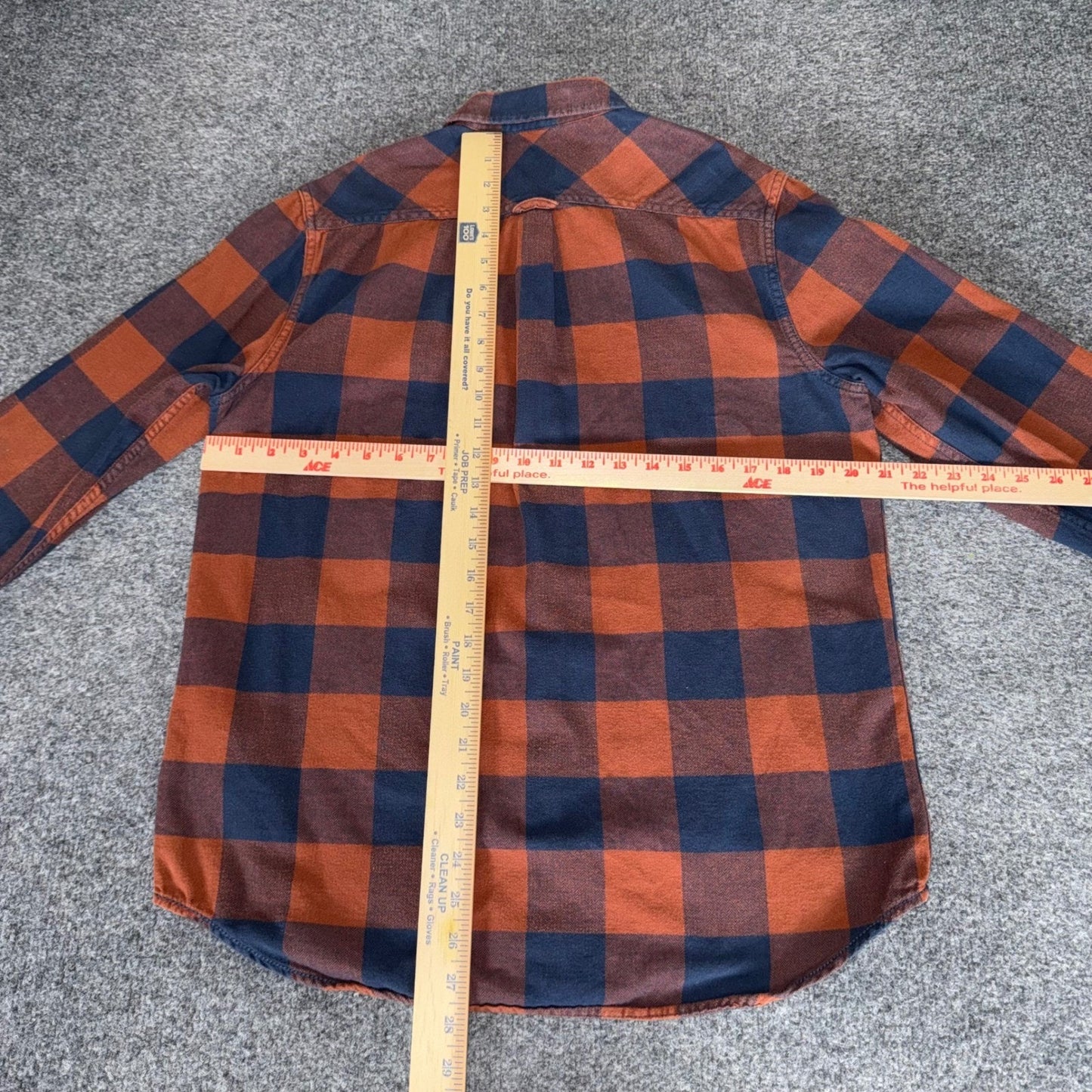 Vans Mens Medium Orange Blue Buffalo Plaid Flannel Shirt Classic Fit Long Sleeve