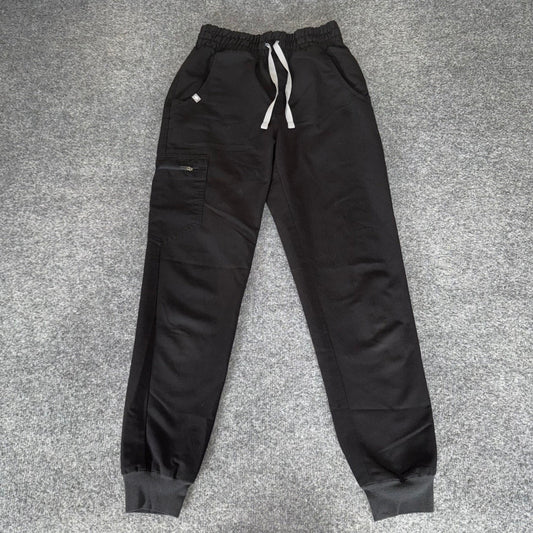 FIGS Zamora High Waisted Jogger Scrub Pants Black XXS Petite Medical Uniform