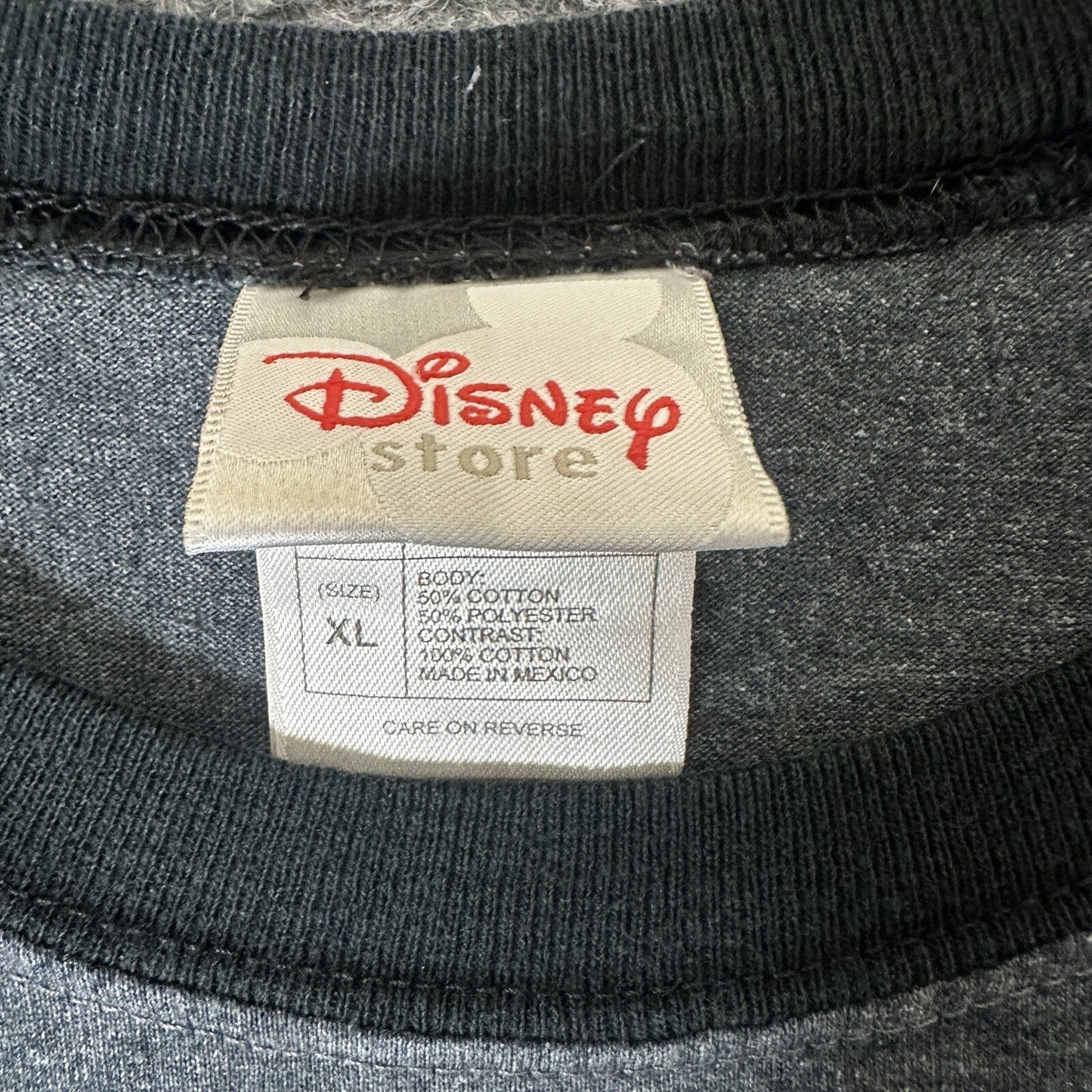 Disney Store T-Shirt Mens XL Gray Black Donald Duck Mickey Goofy Long Sleeve VTG