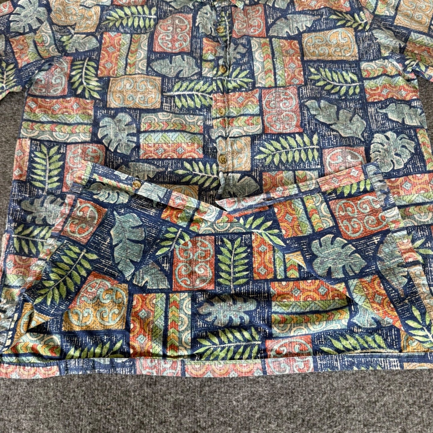 Cooke Street Hawaiian Shirt Mens XL Tropical Leaf Reverse Print Cotton Aloha