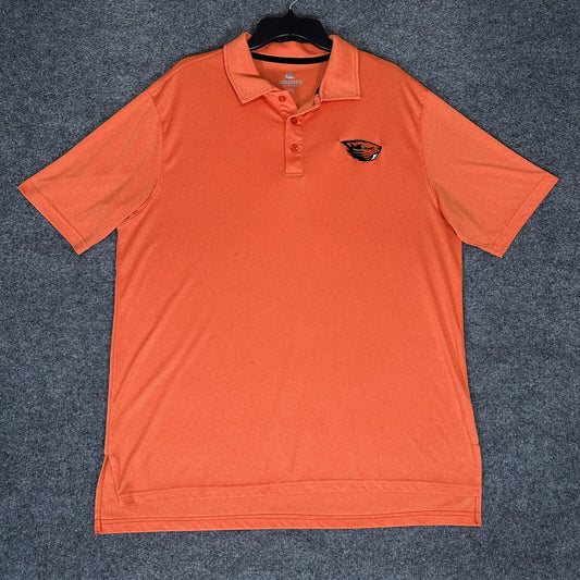 Oregon State Beavers Polo Shirt Mens 2XL Orange Short Sleeve Stretch XXL Adult