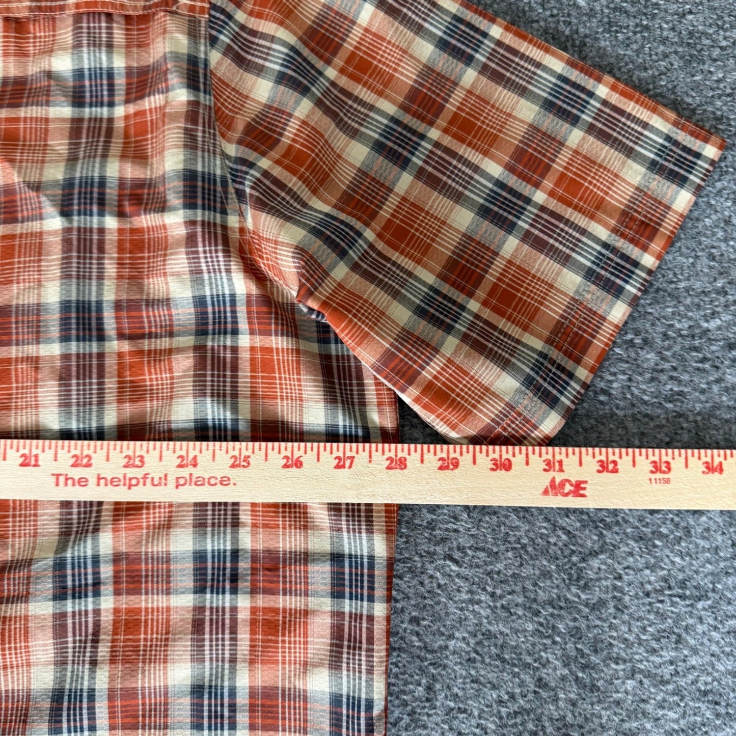 Croft & Barrow Mens XXLT Orange Plaid Quick Dry Short Sleeve Button Down Shirt