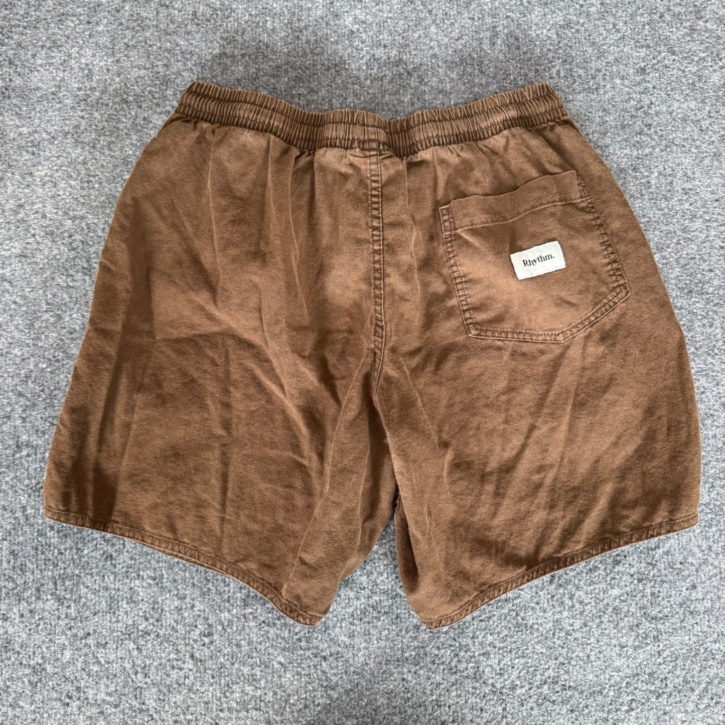 Rhythm. Classics Mens Brown Linen Cotton Blend Drawstring Shorts Size 33