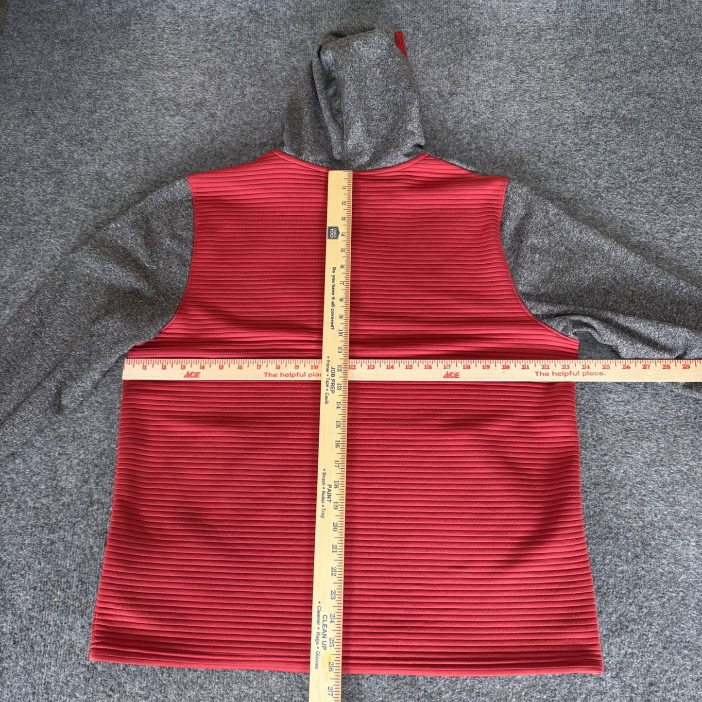 Arizona Cardinals NFL Mens L Full Zip Hoodie Gray Red Ribbed Football Jacket