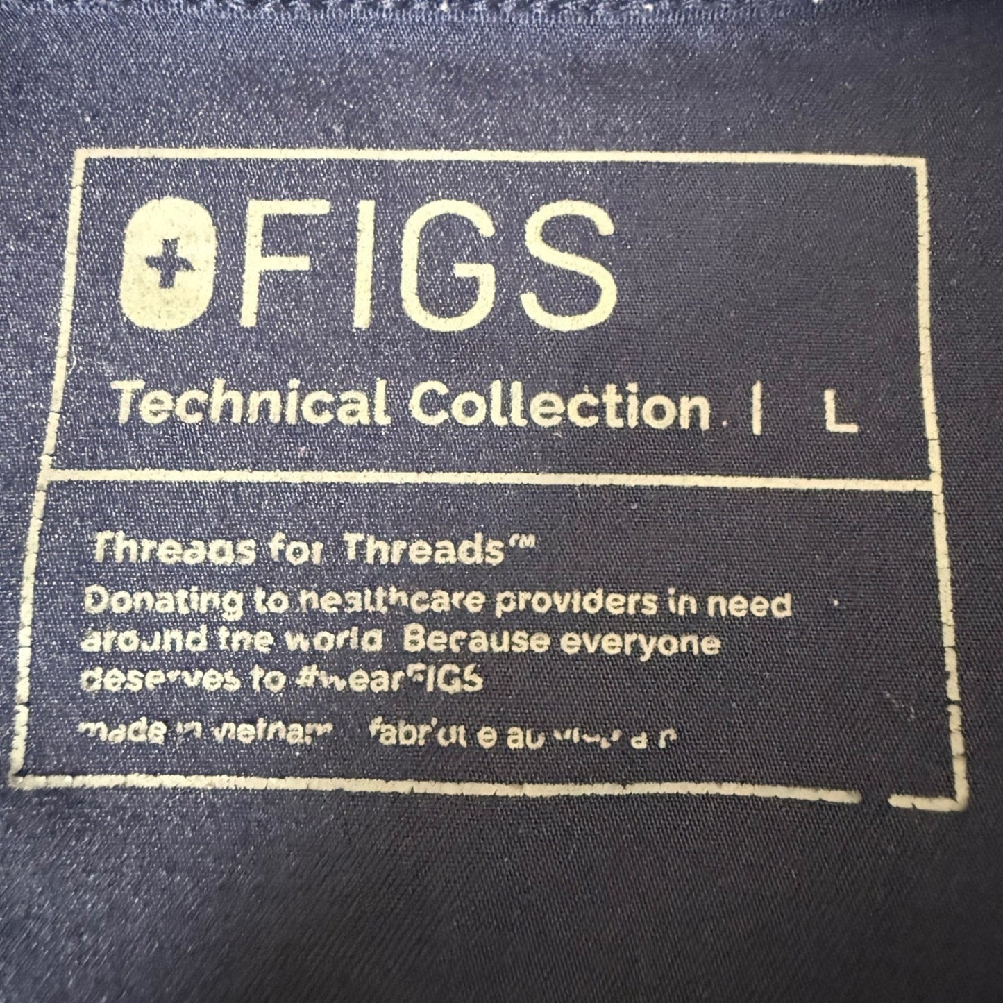 FIGS Casma V-Neck Scrub Top Womens Large Navy Blue Medical Healthcare Uniform