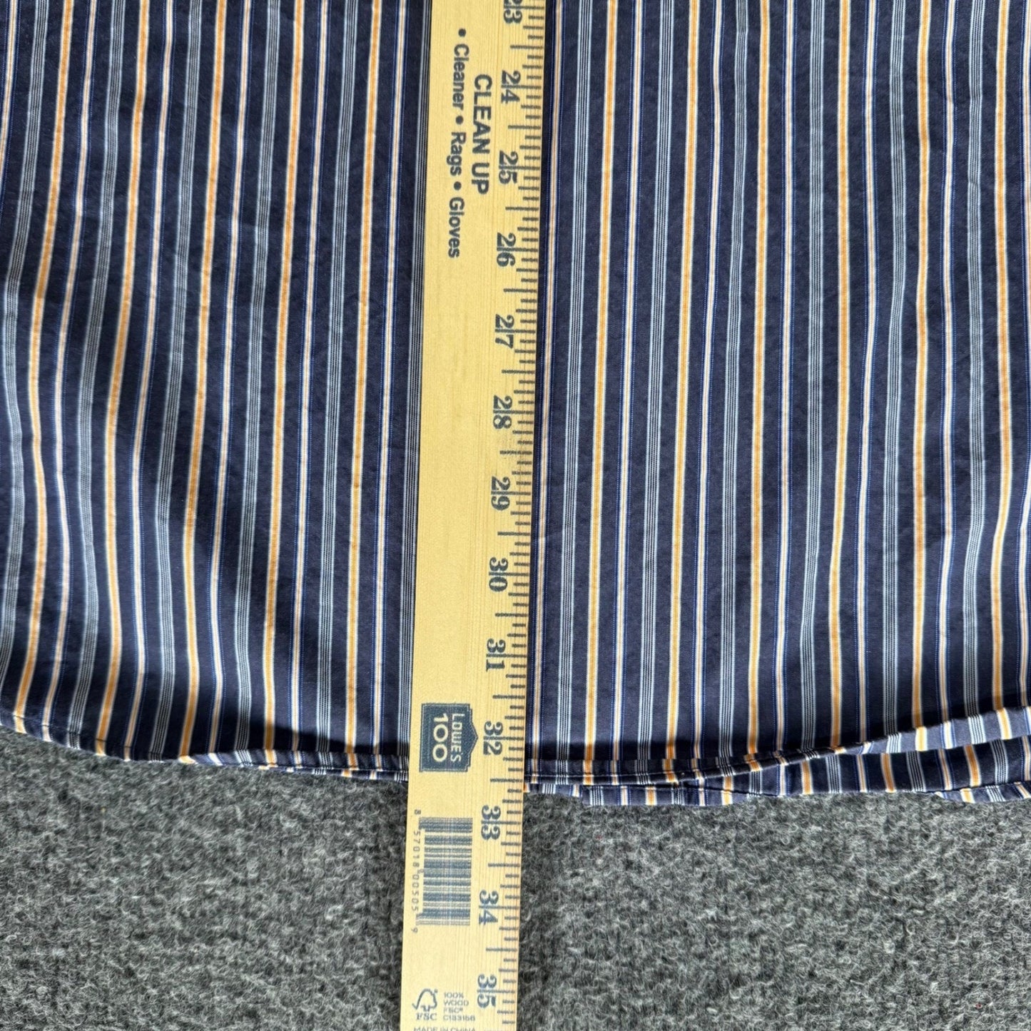 Faconnable Classique Mens XXL Short Sleeve Stripe Button Down Shirt Navy Orange
