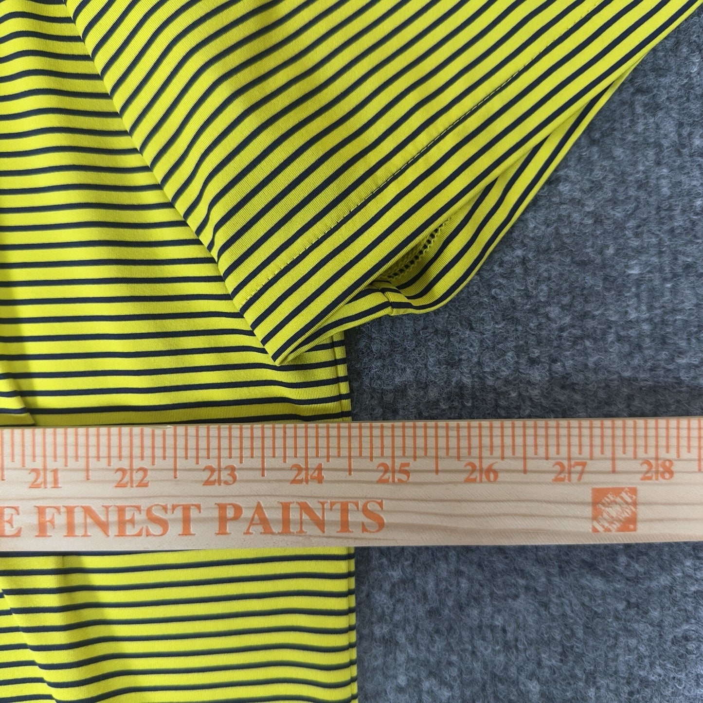 RLX Ralph Lauren Polo Shirt Mens XL Yellow Striped Short Sleeve Stretch Adult