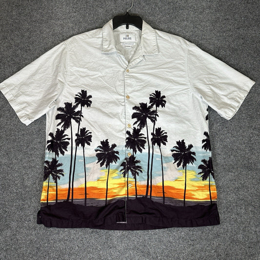 28 Palms Hawaiian Shirt Mens XL Multicolor Camp Button Up Short Sleeve Relaxed