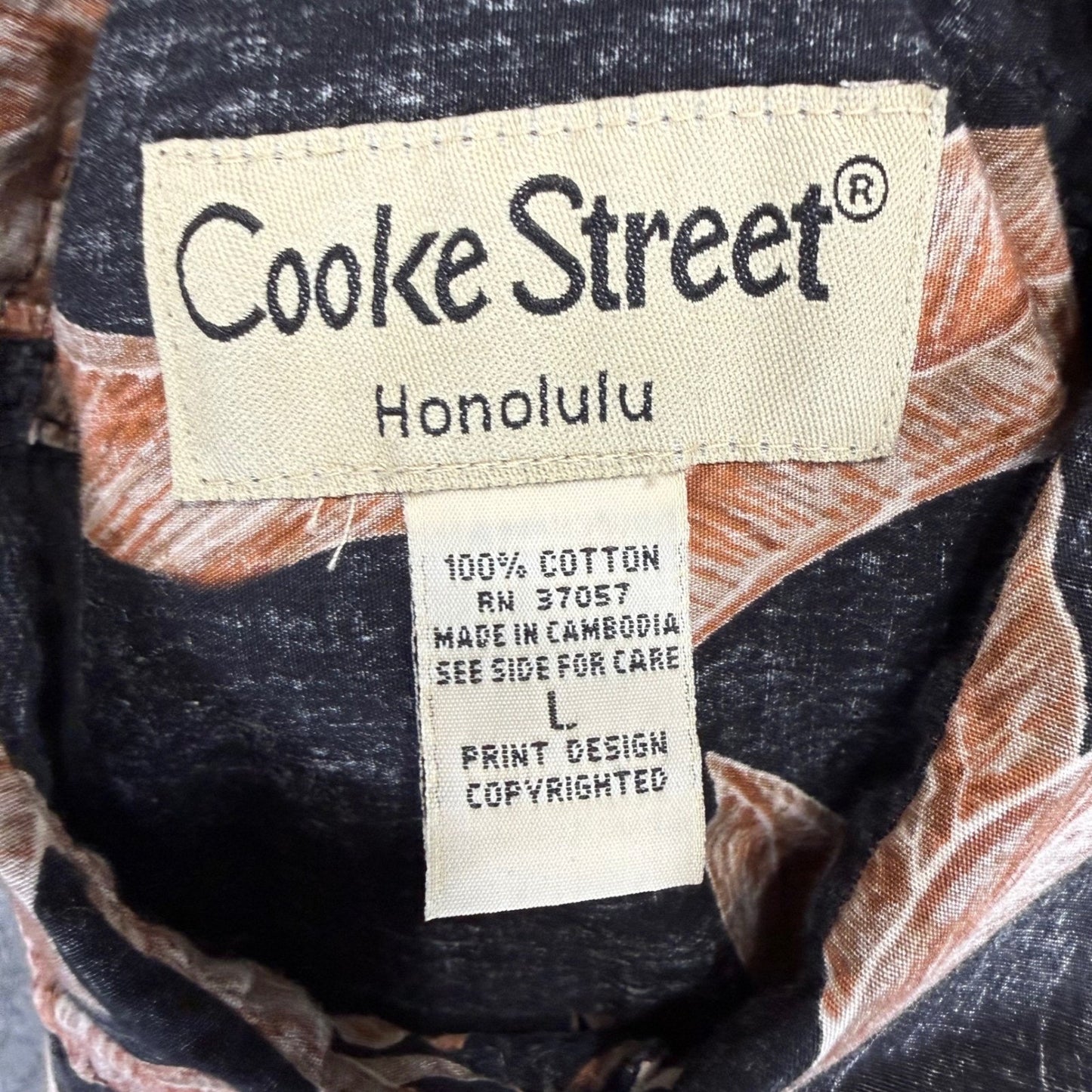 Cooke Street Hawaiian Shirt Mens Large Reverse Print Aloha Palm Leaf Tropical