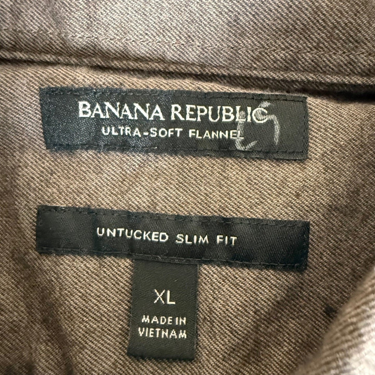 Banana Republic Mens XL Ultra Soft Flannel Shirt Brown Long Sleeve Slim Casual