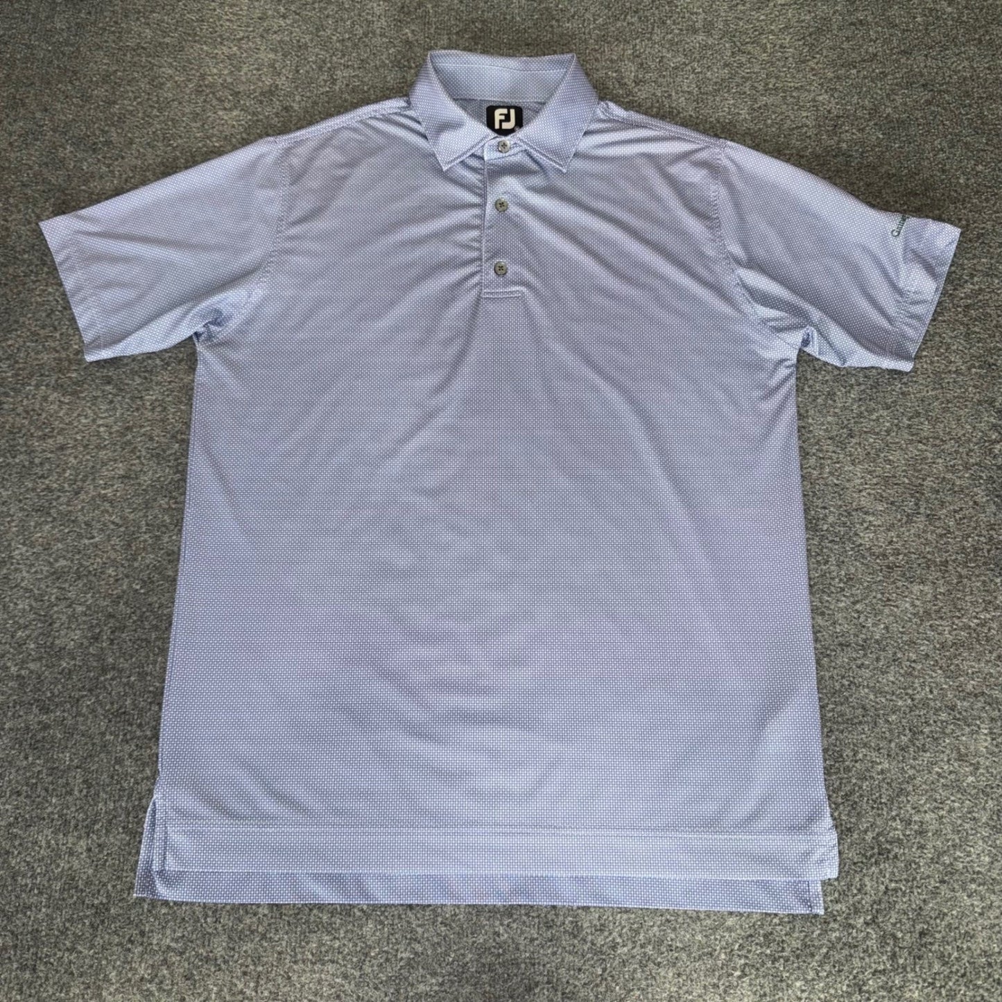 FootJoy Mens M Blue Geometric Golf Polo Shirt Performance Short Sleeve Stretch