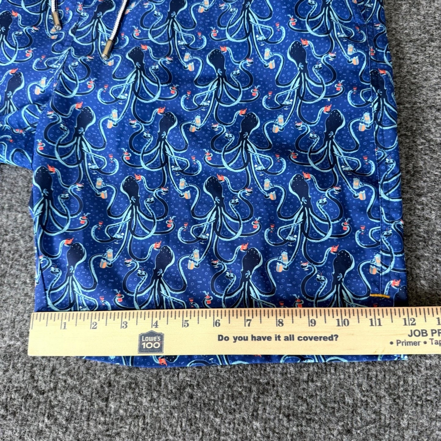 Peter Millar Mens Blue Octopus Cocktail Print Swim Trunks Large Size 40 Beach