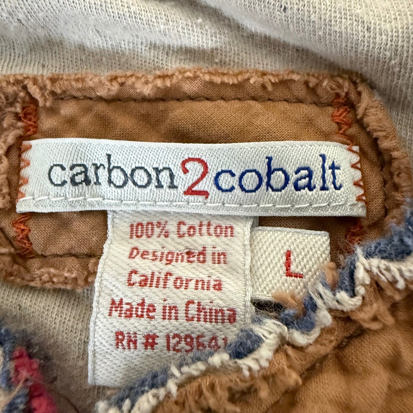 Carbon 2 Cobalt Kinetic Henley Shirt Mens Large Blue Long Sleeve Pullover Casual