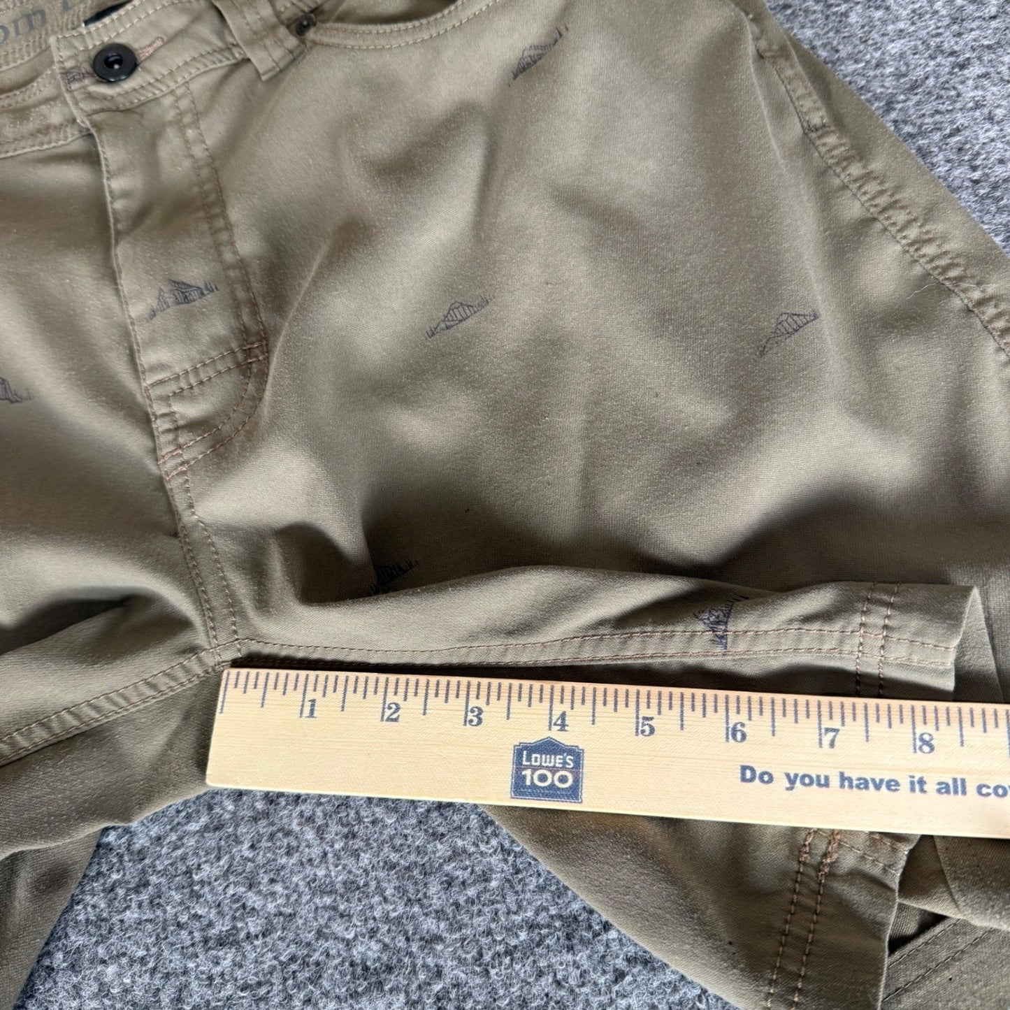 prAna Brion Shorts Mens 32 Olive Green Geometric Hiking Outdoor Casual Stretch