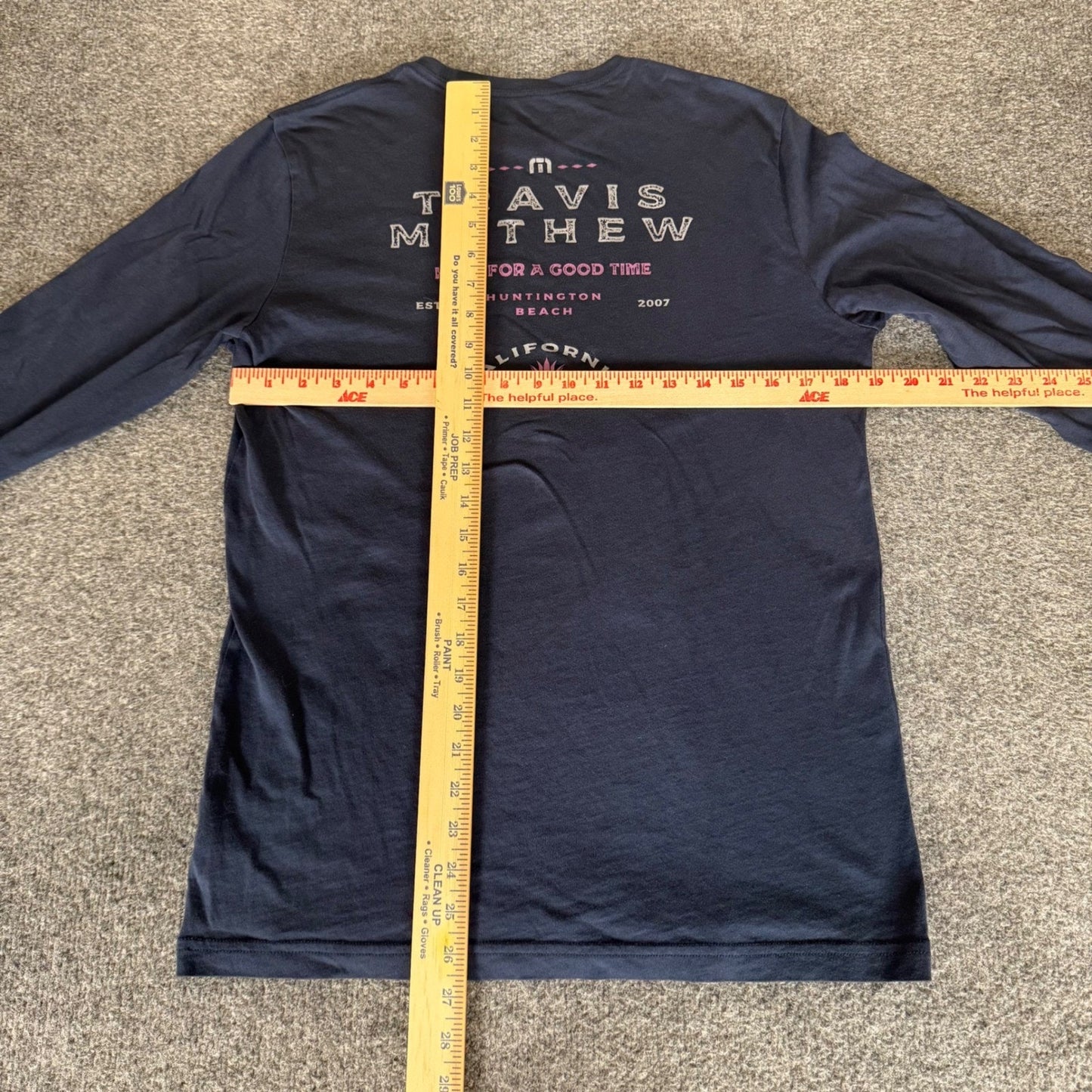 Travis Mathew Mens Medium Navy Blue Long Sleeve Graphic Tee Casual Golf T-Shirt