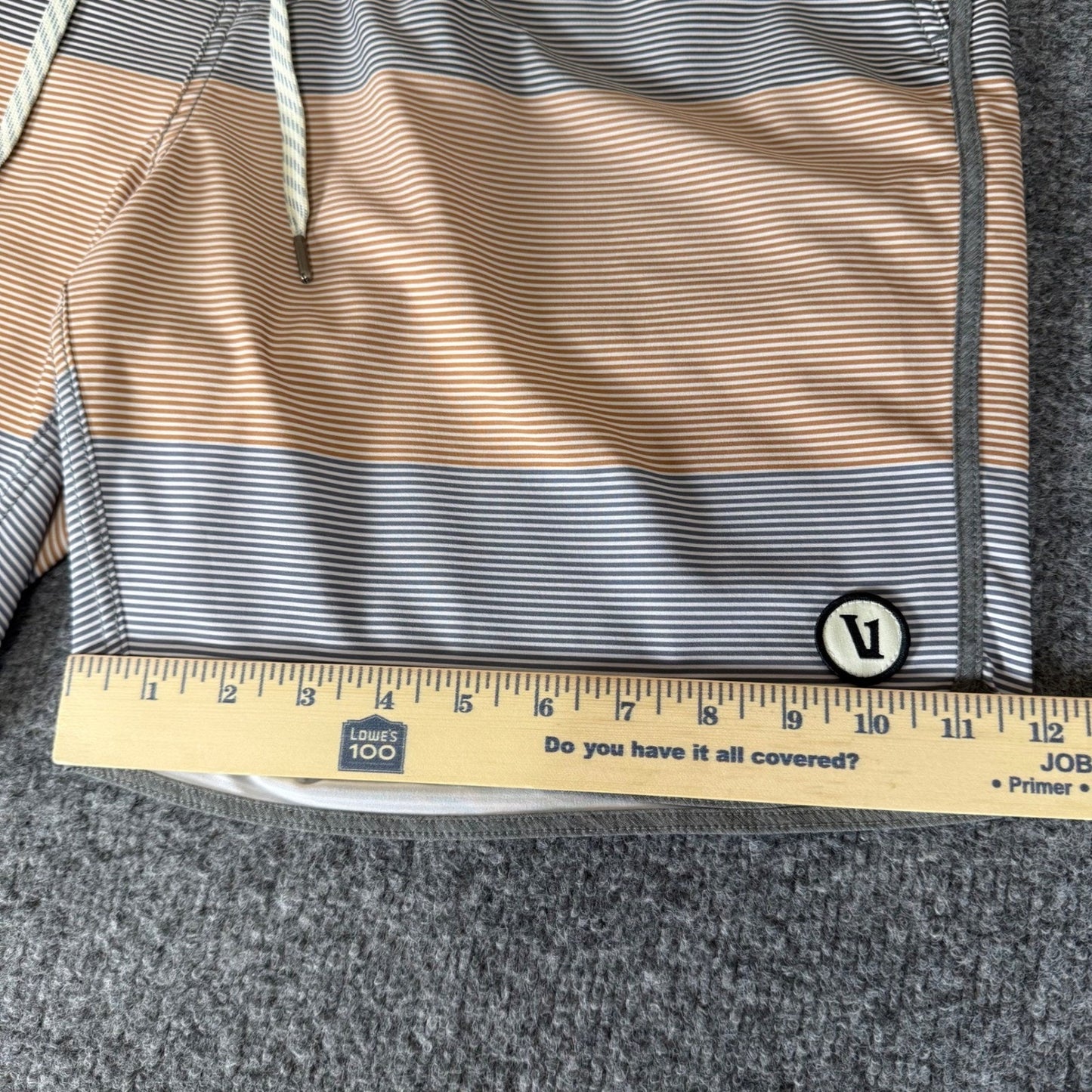 Vuori Board Short Mens 36 Striped Casual Swim Surf Everyday Comfort Soft Stretch