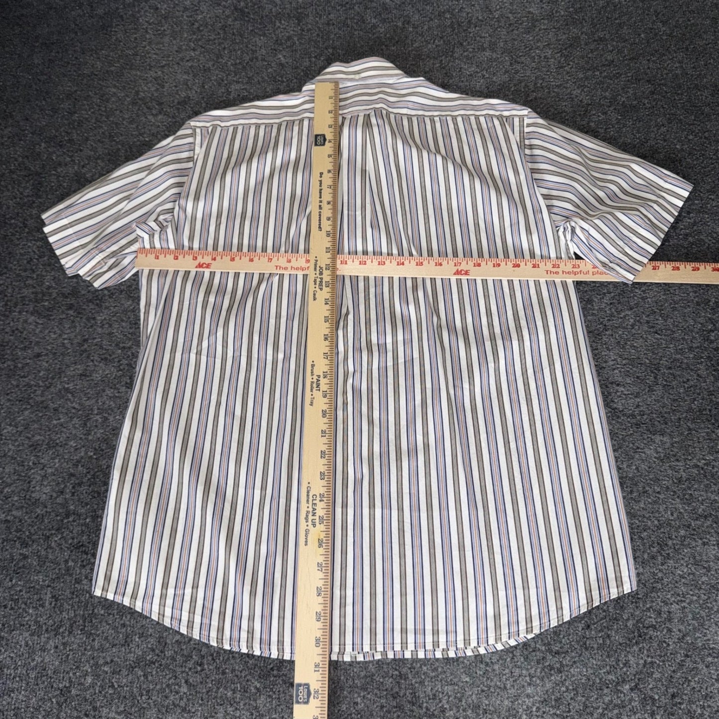 Faconnable Classique Mens Large Short Sleeve Button Down Shirt Striped Cotton L