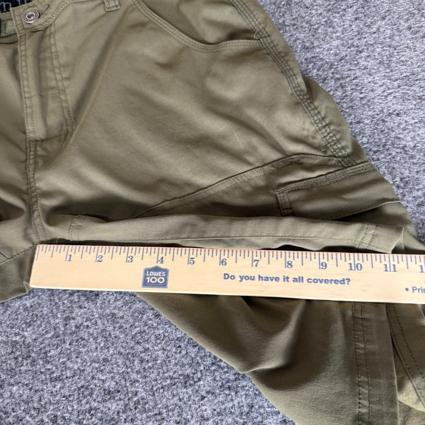 prAna Zion Stretch Short Mens 33 Olive Green Cargo Hiking Outdoor Durable Travel