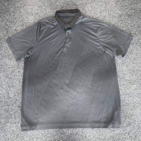 Under Armour HeatGear Men XL Golf Polo Shirt Gray Striped Short Sleeve Loose Fit