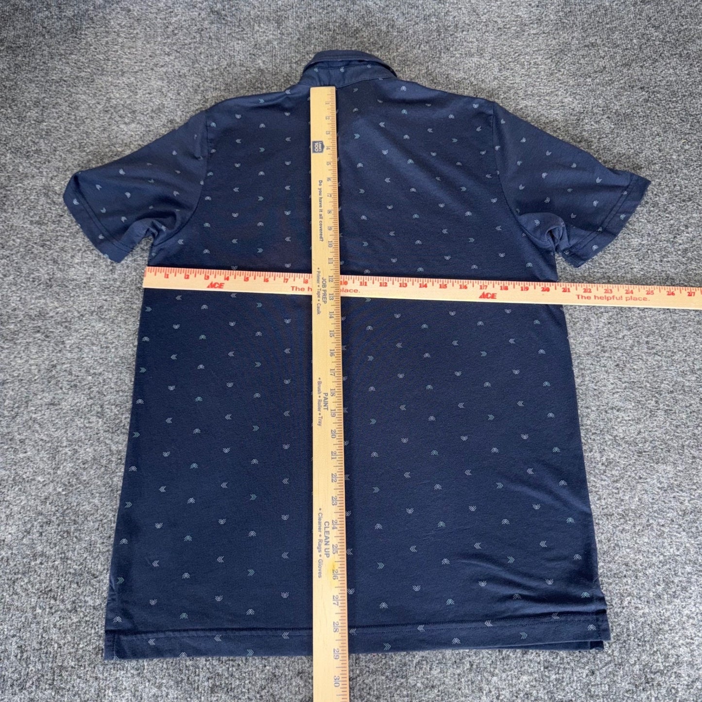 Travis Mathew Polo Shirt Men Medium Blue Geometric Golf Short Sleeve Performance