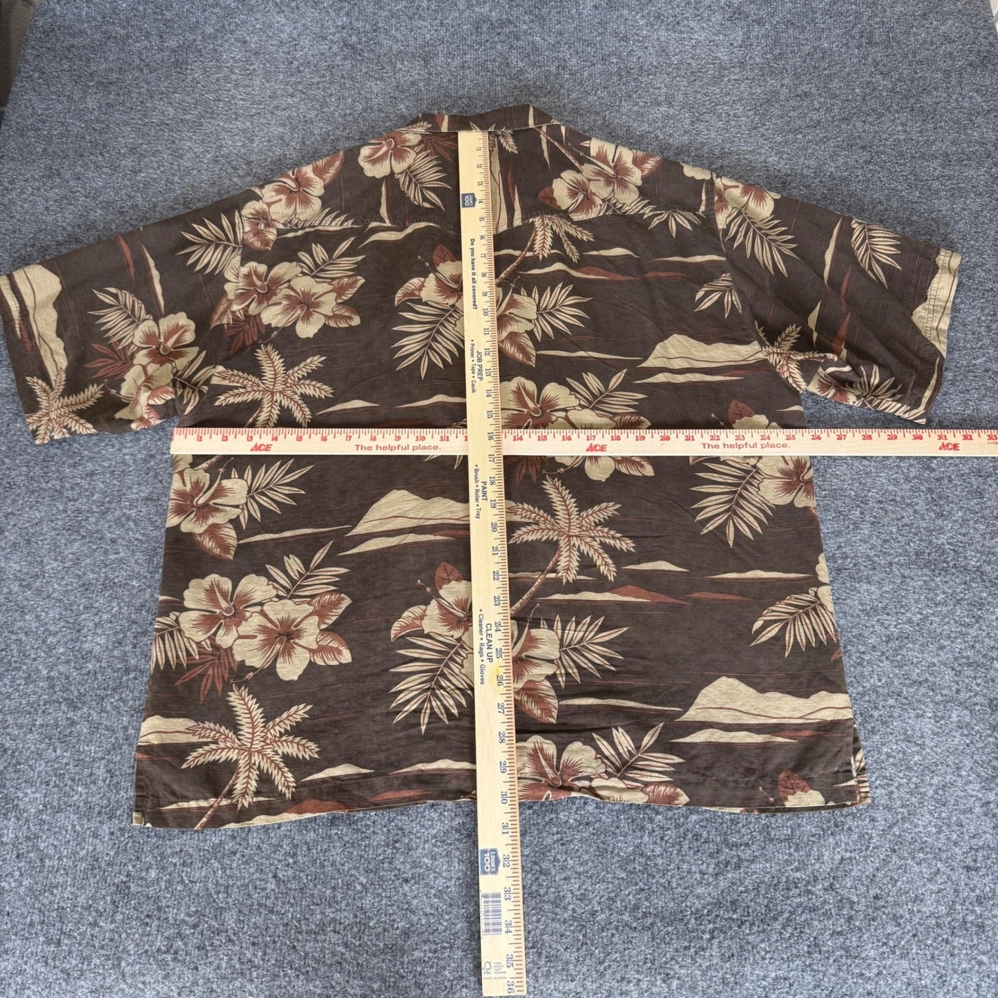 Tommy Bahama Hawaiian Shirt Men XL Brown 100% Silk Palm Tree Floral Aloha Resort