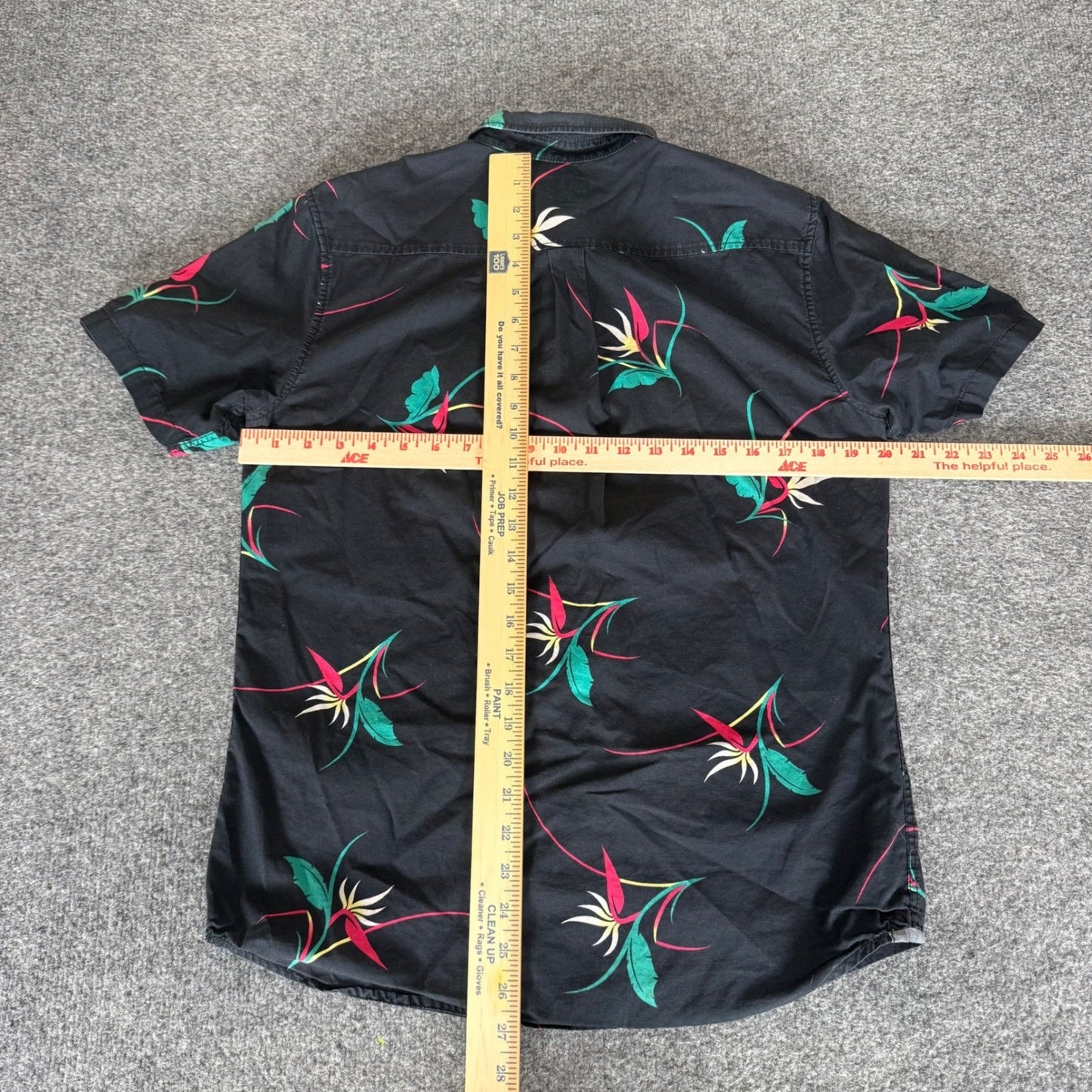Vans Mens Small Black Tropical Bird Paradise Floral Short Sleeve Button Up Skate