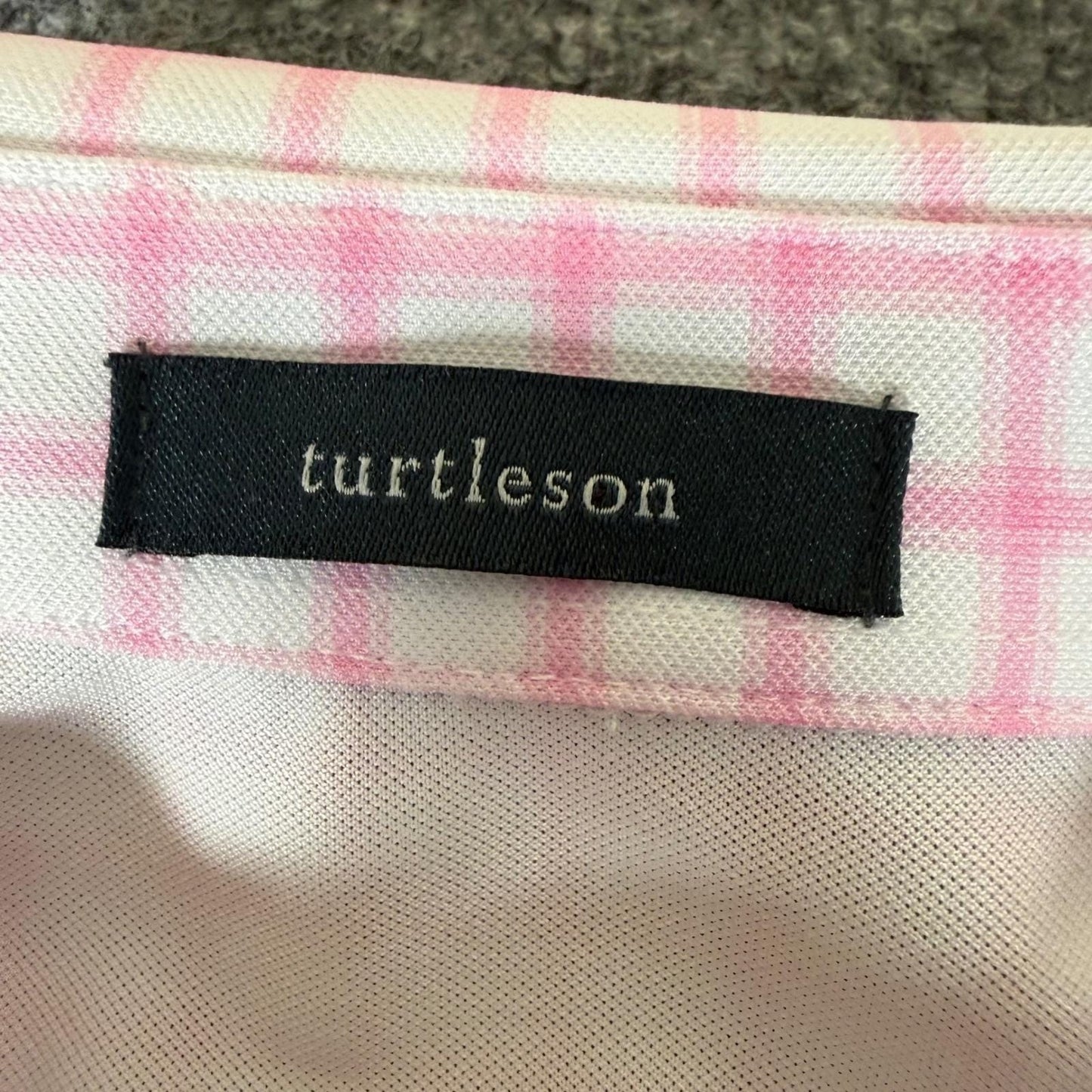 Turtleson Golf Polo Shirt Mens XL Pink Gingham Performance Casual Short Sleeve