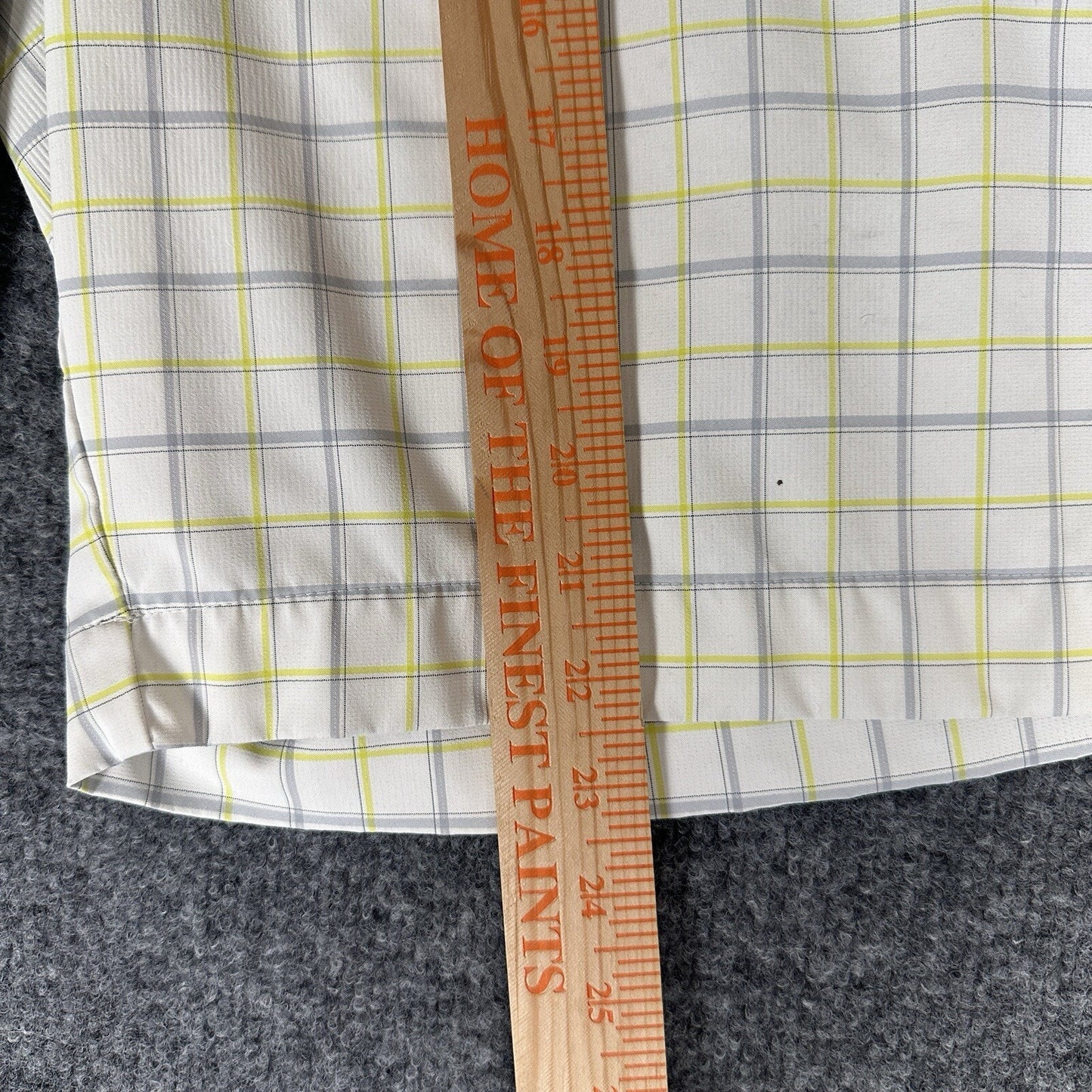 Nike Golf Shorts Men 40 (42) White Yellow Plaid Flat Front 11.5" High Rise Adult