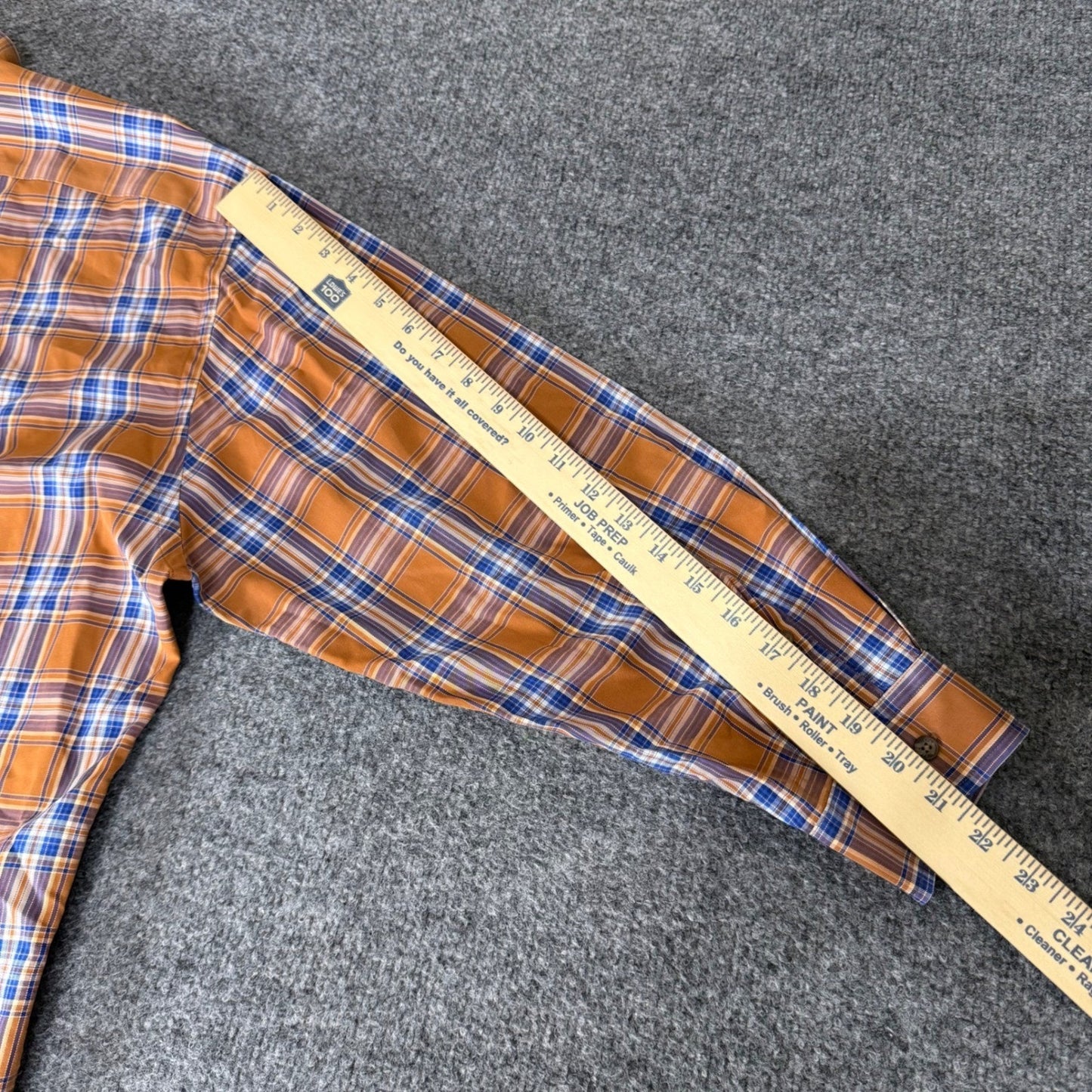Faconnable Mens XL Orange Blue Plaid Cotton Button Down Shirt Long Sleeve Casual