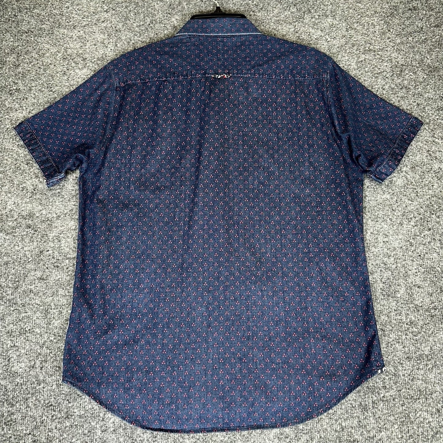 7 Diamonds Shirt Mens Medium Blue Short Sleeve Geometric Button Up Pocket Adult