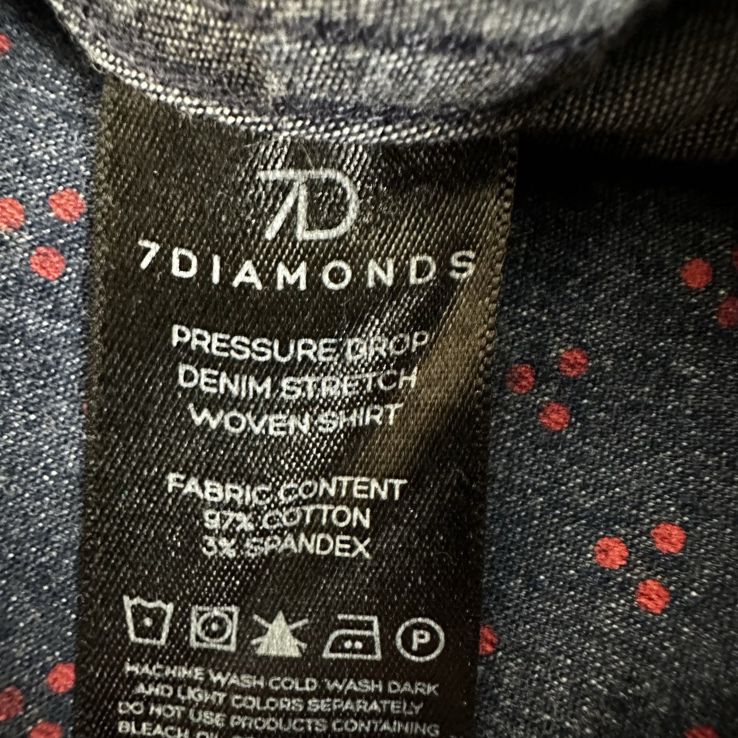 7 Diamonds Shirt Mens Medium Blue Short Sleeve Geometric Button Up Pocket Adult